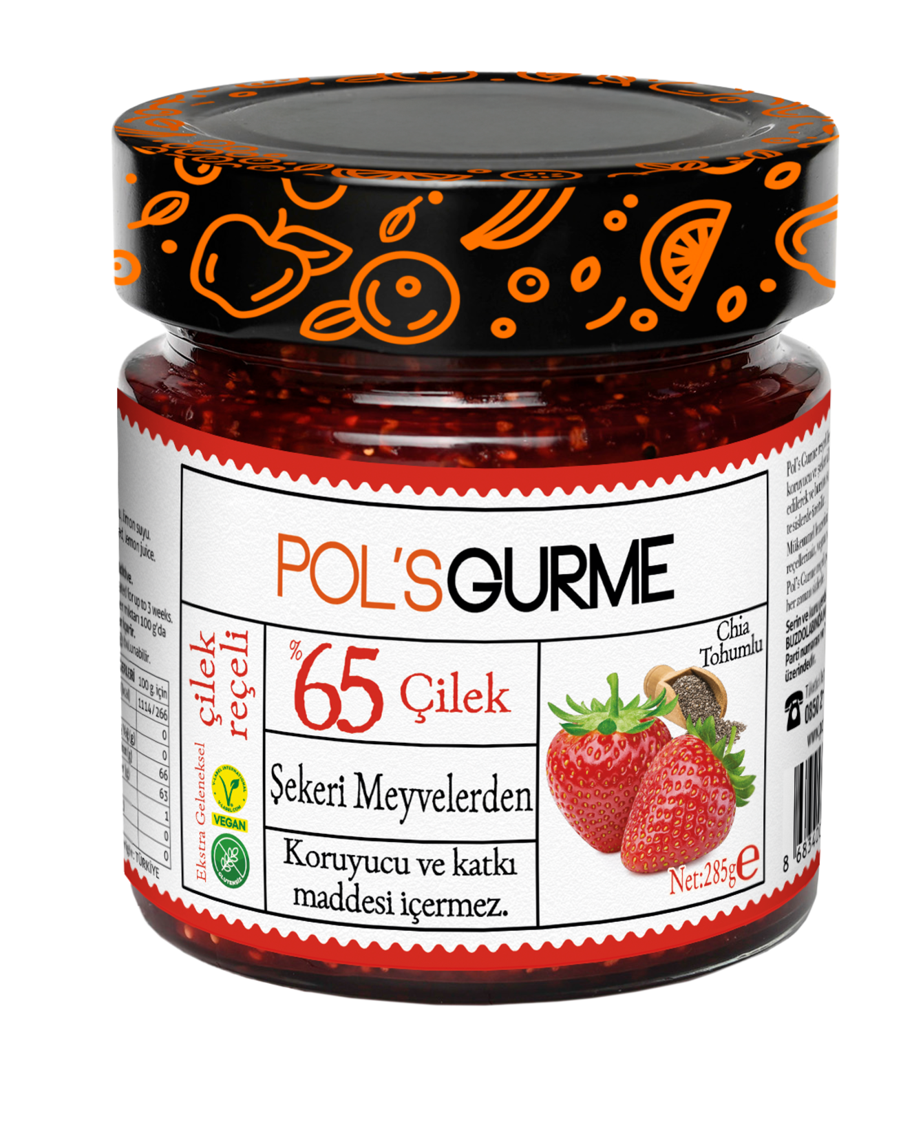Pol's Gurme Şeker İlavesiz Çilek Reçeli 285 g