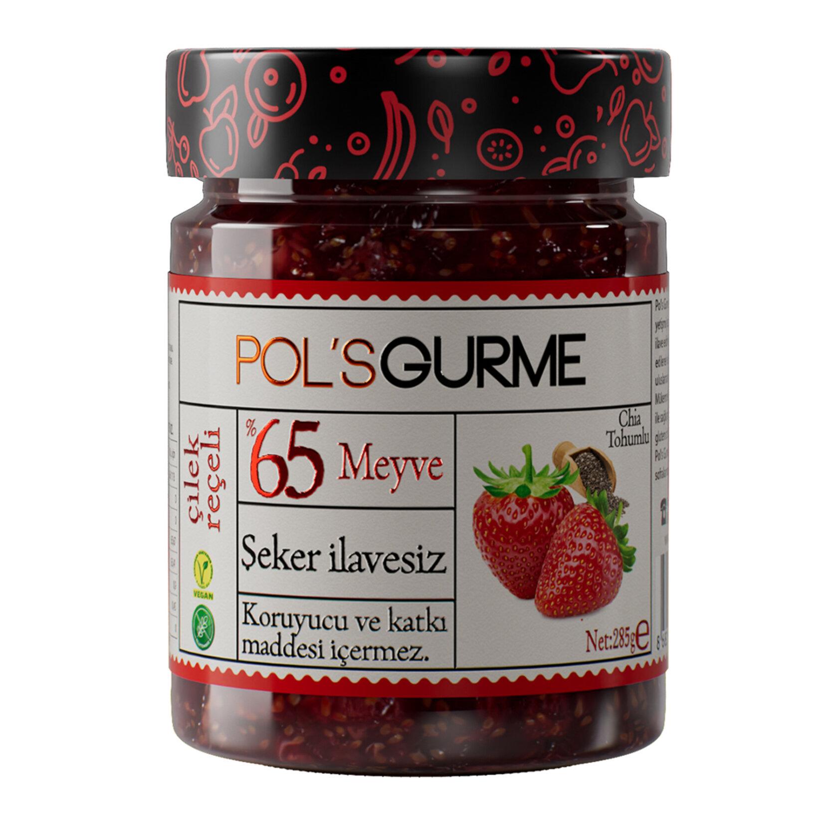 Pol's Gurme Şeker İlavesiz Çilek Reçeli 285 G