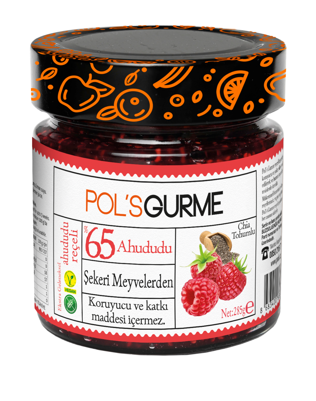 Pol's Gurme Chia Tohumlu Ahududu Reçeli 285 g