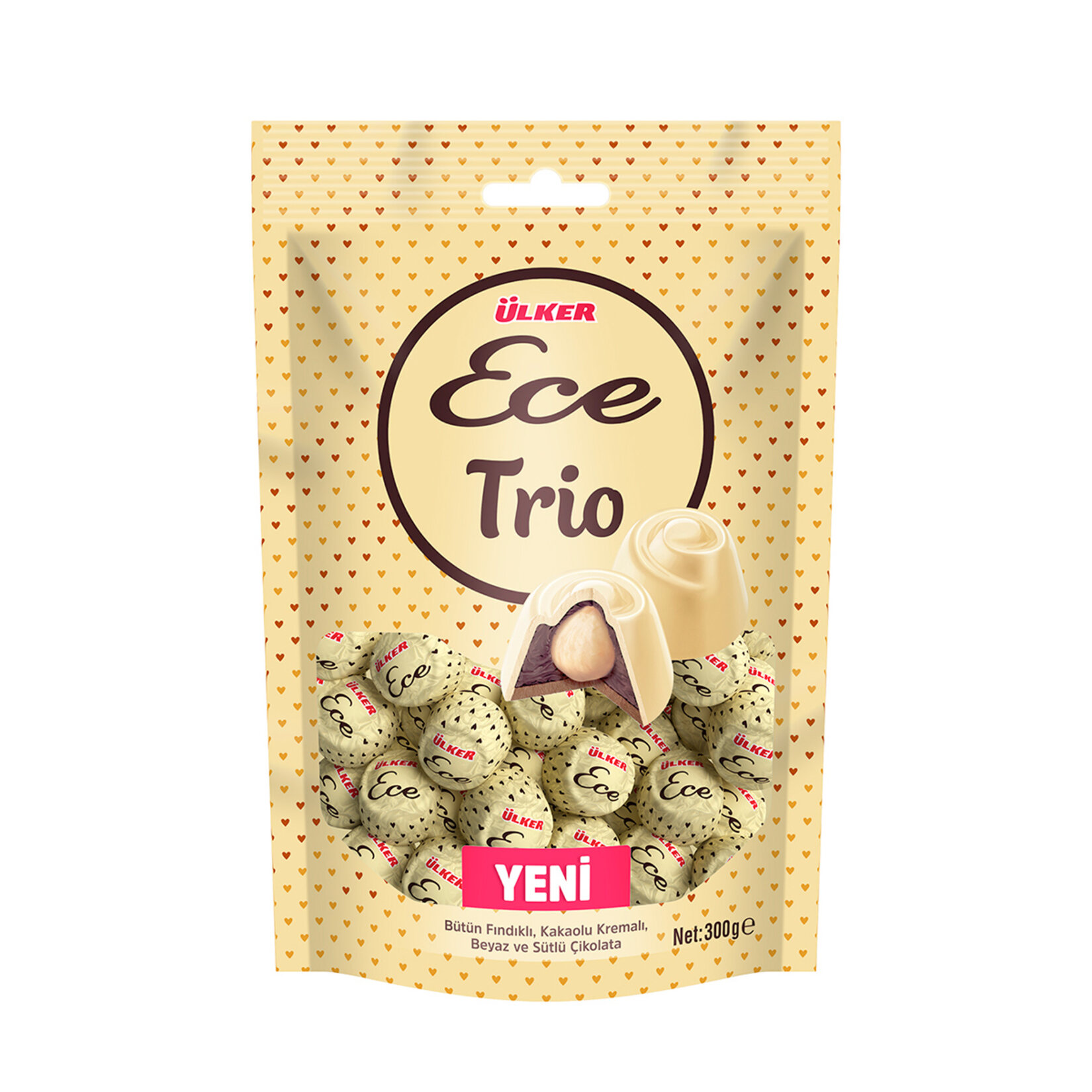Ülker Ece Trio Bütün Fındıklı Beyaz&sütlü Çik 300G