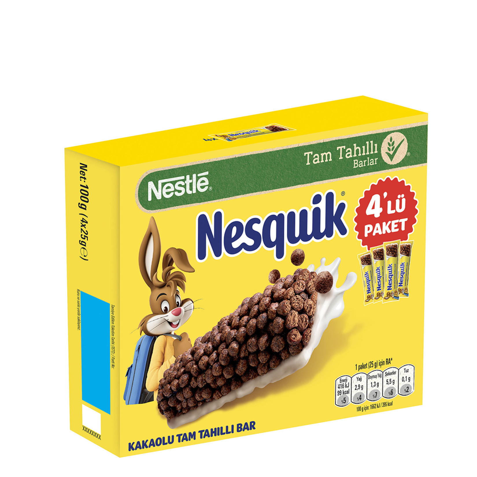 Nestle Nesquık Kakaolu Tam Tahıllı Bar 4*25 G