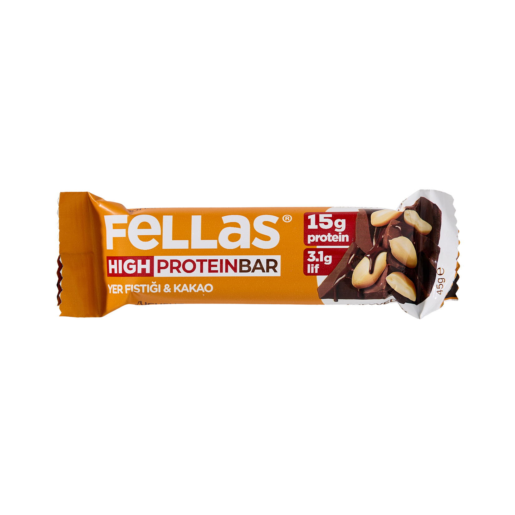Fellas Yüksek Protein Bar - Yer Fıstığı ve Kakao (45 g)
