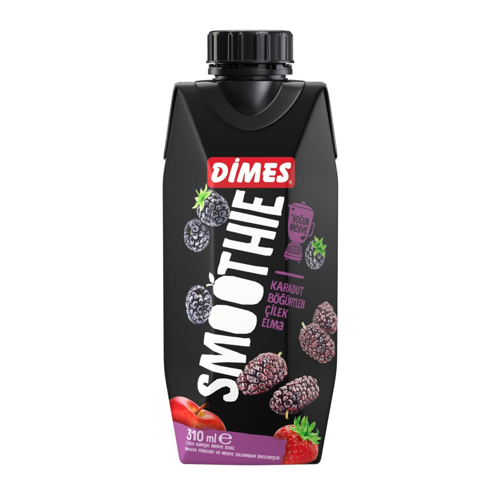 Dimes Mor Smoothie Karadut Böğürtlen Çilek Elma 310 Ml