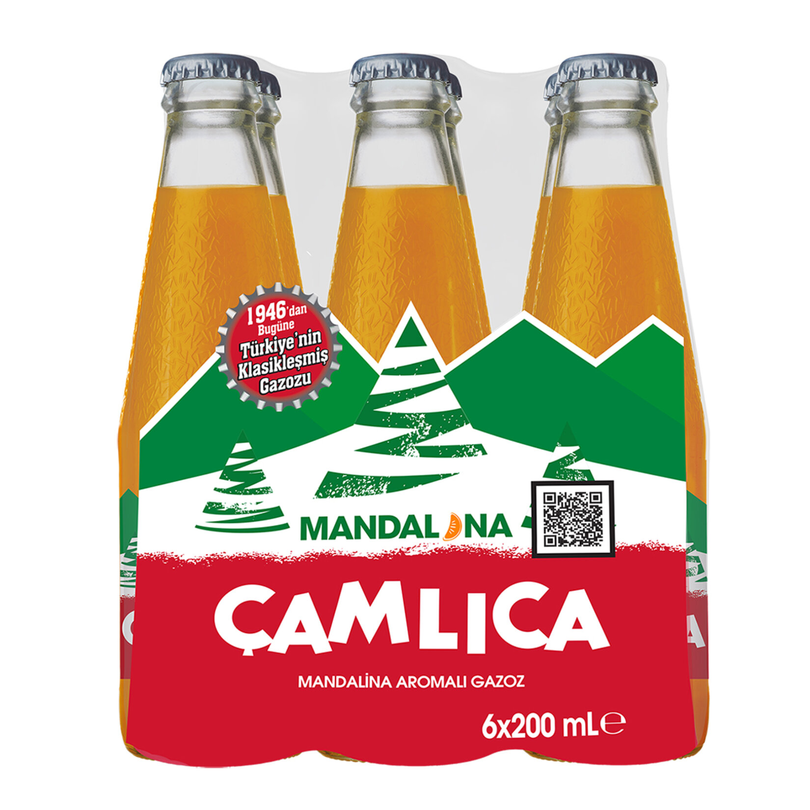 Çamlıca Mandalina Aromalı Gazoz Cam Şişe 6*200 Ml