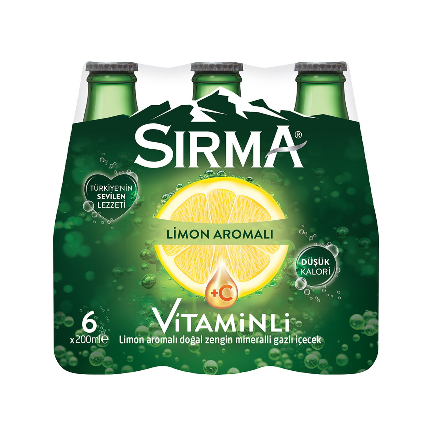 Sırma C+ Limon Aromalı Doğal Maden Suyu 200 ml x 6 Adet