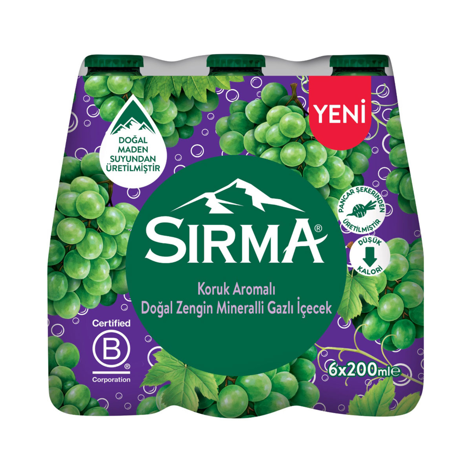 Sırma Koruk Aromalı Doğal Maden Suyu 6 x 200 Ml
