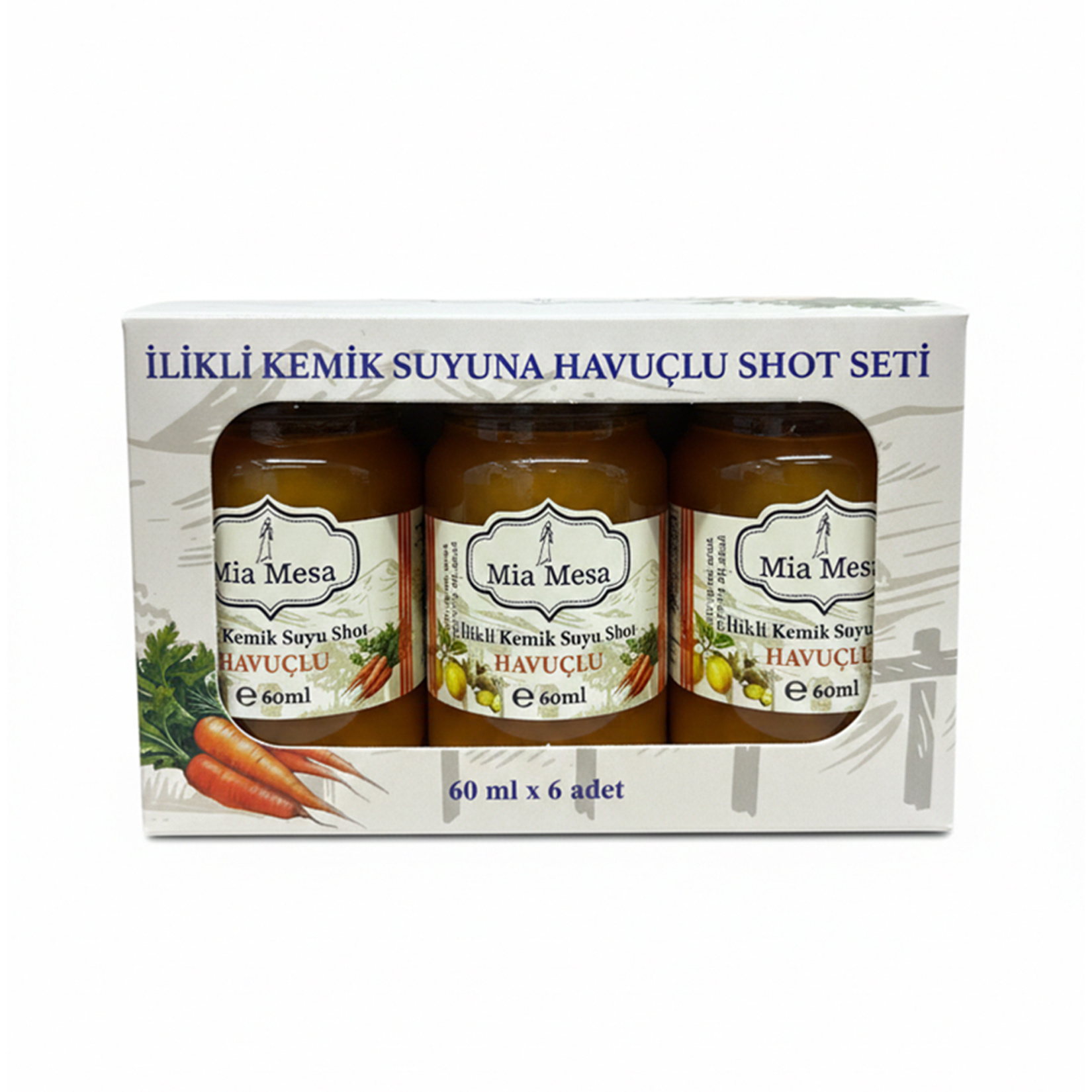 Mia Mesa İlikli Kemik Suyuna Havuçlu Shot Seti 6 x 60 Ml