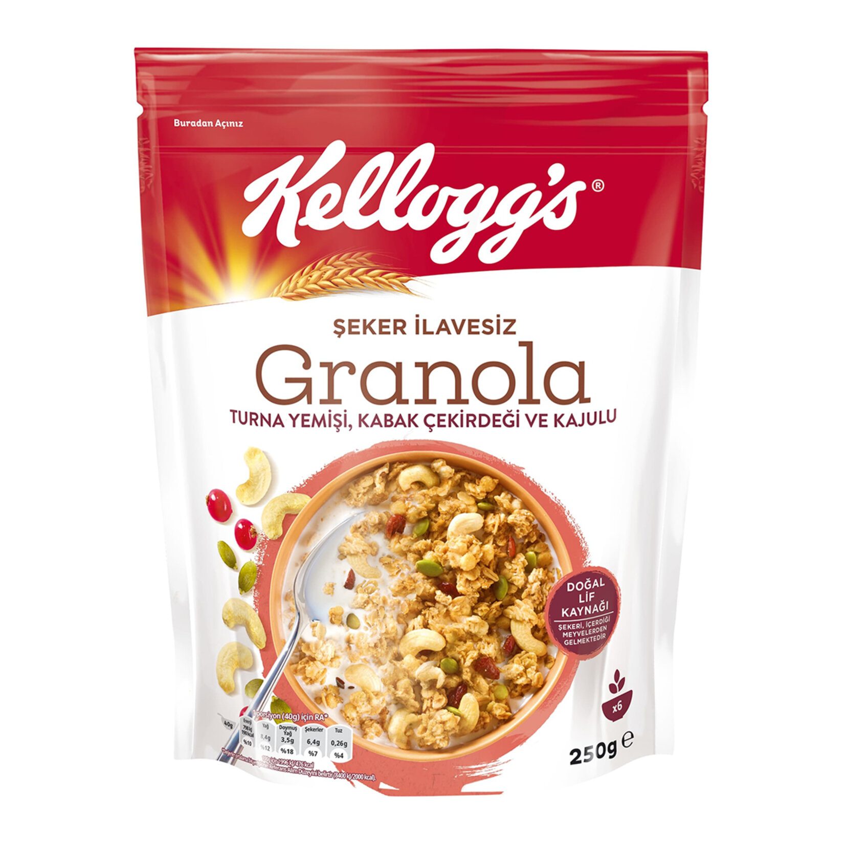 Kellogg's Nas Turna Yemişi Kabak Çekirdeği Kajulu Gronala 250 G