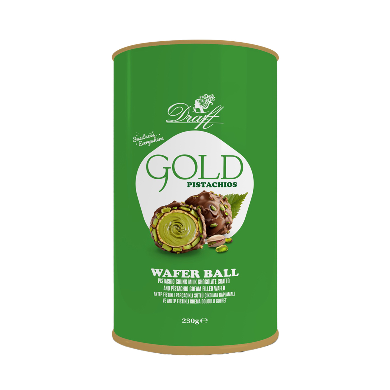 Draft Gold Pistachio Antep Fıstıklı Top Gofret 220 G