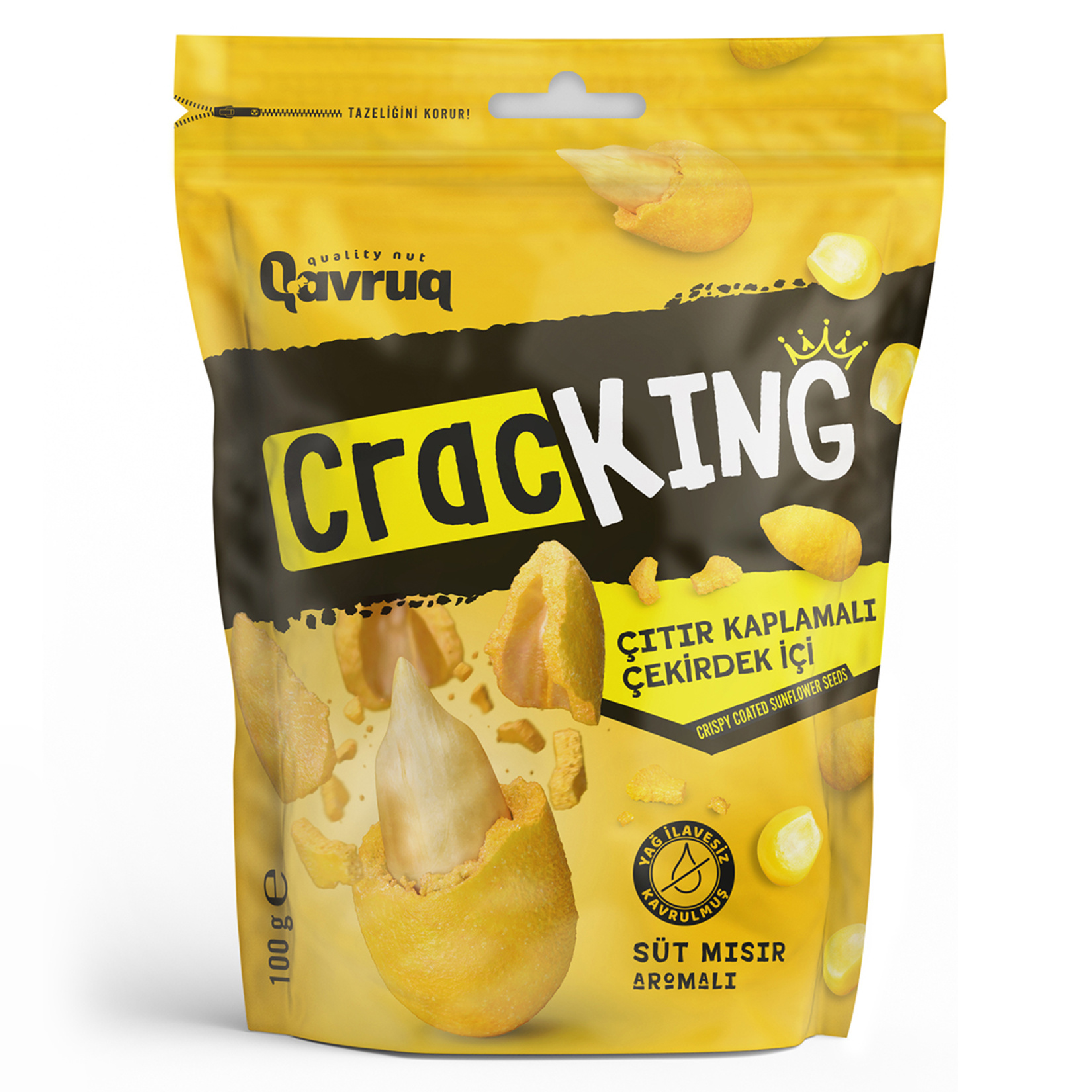 Qavruq Süt Mısırlı Çıtır Kaplamalı Ayçekirdek İçi 100 G