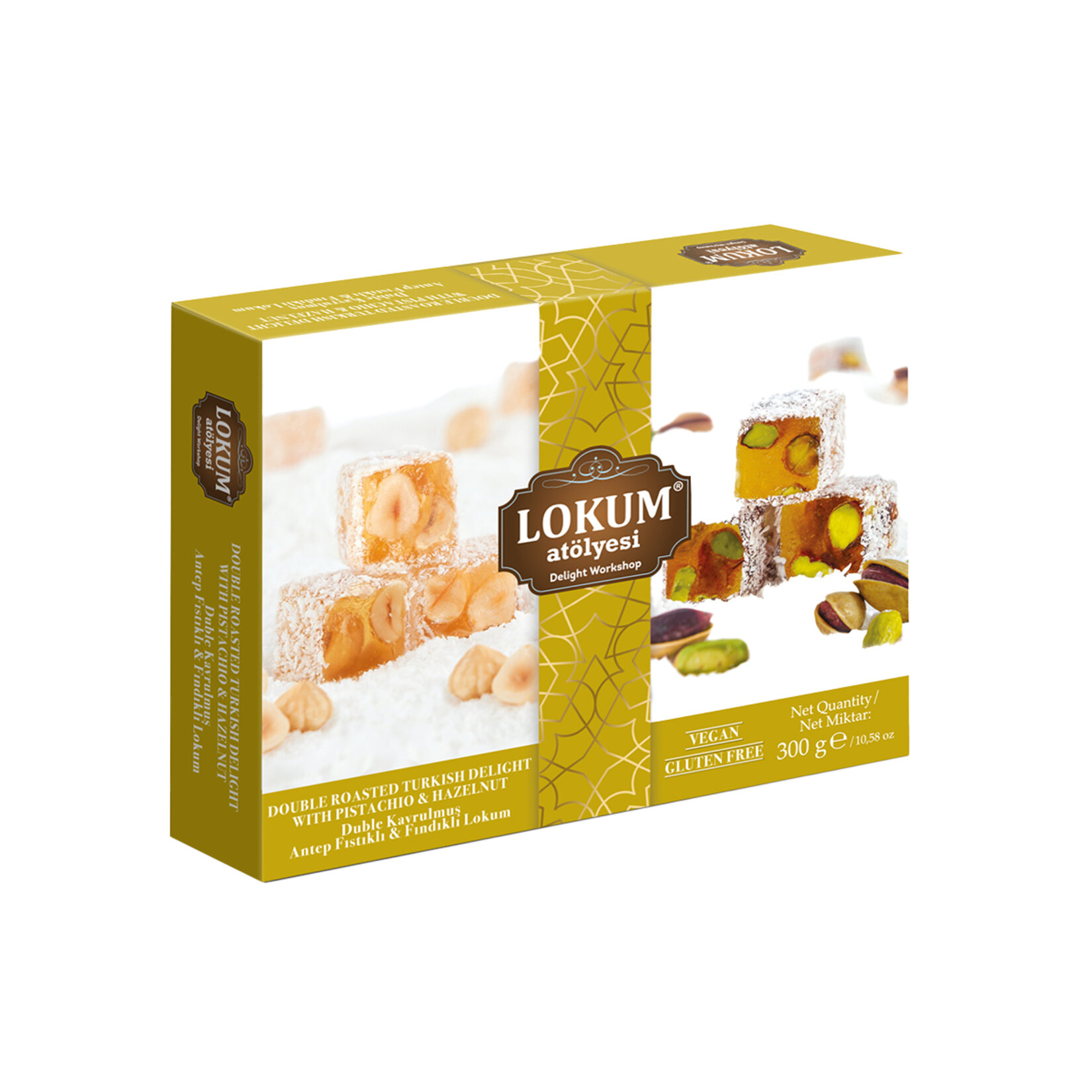 Lokum Atölyesi Duble Kavrulmuş Antep Fıstıklı Fındıklı Lokum 300G