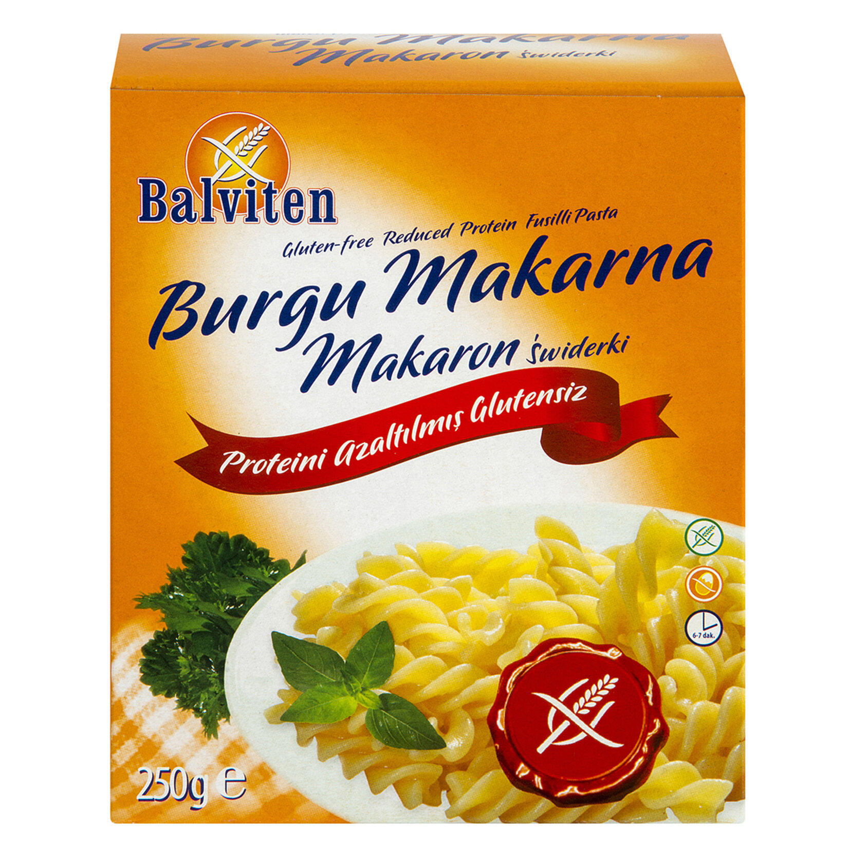 Balviten Glutensiz Proteini Azaltılmış Burgu Makarna 250 G