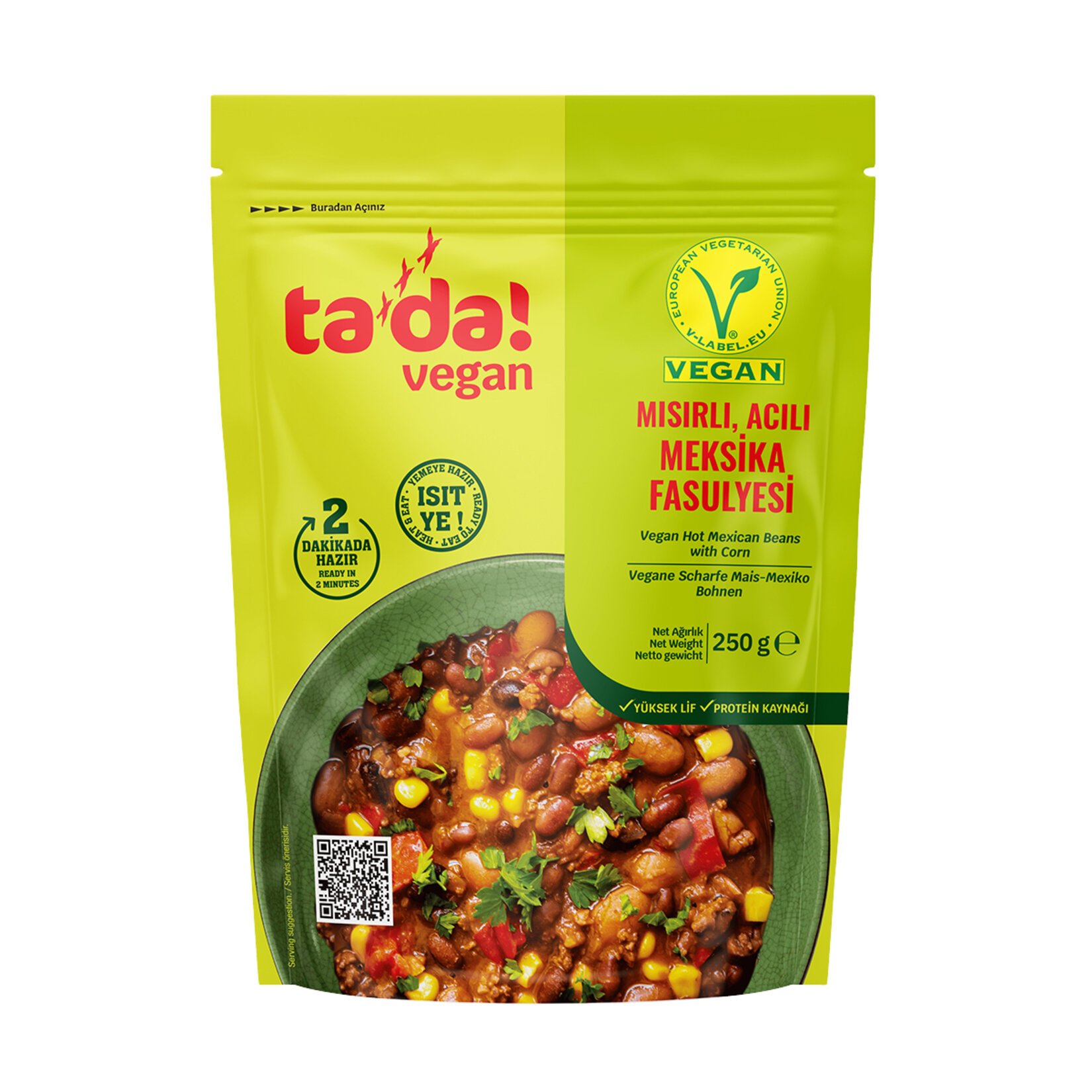 Tada Vegan Mısırlı Acılı Meksika Fasulyesi 250G