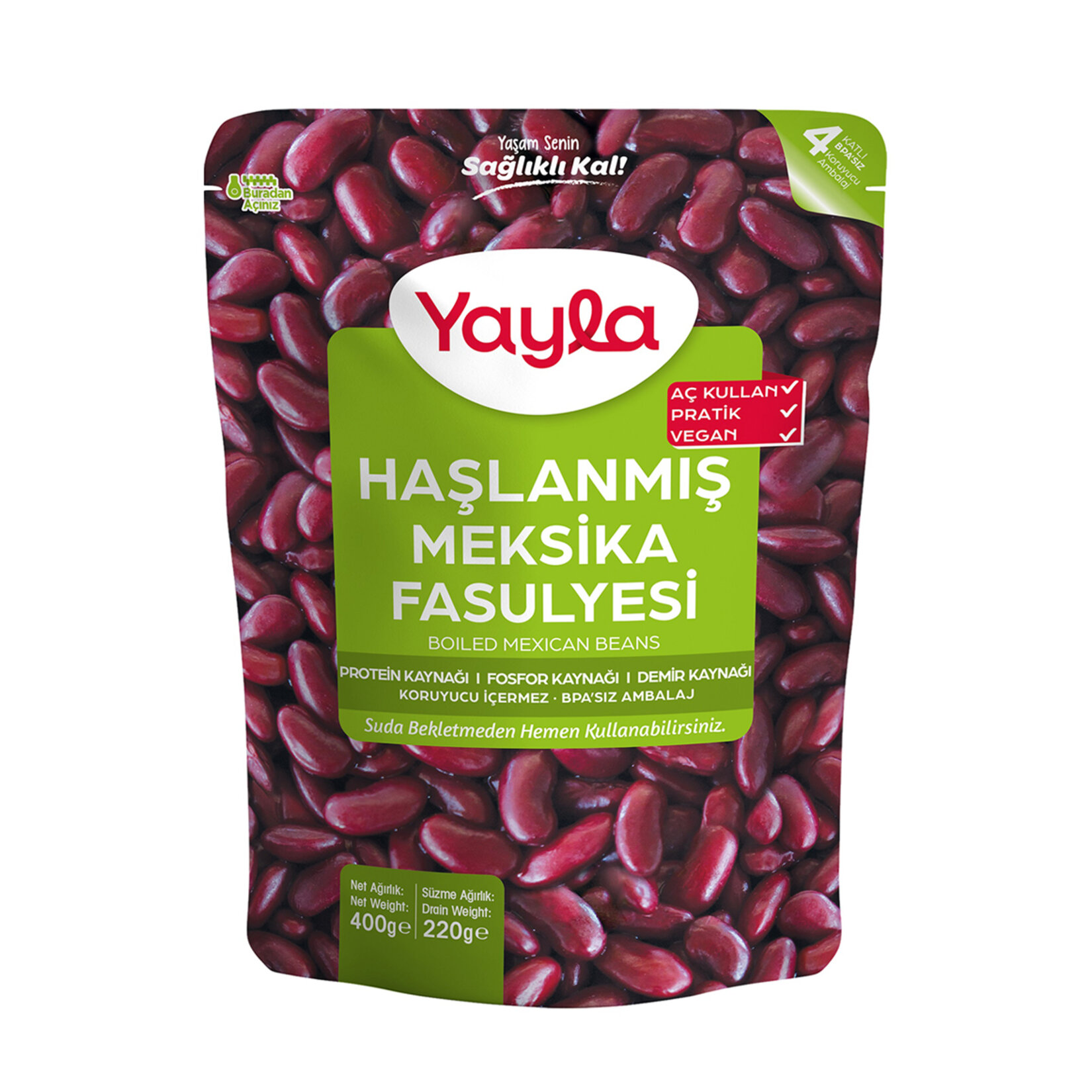 Yayla Haşlanmış Meksika Fasulyesi 400 G