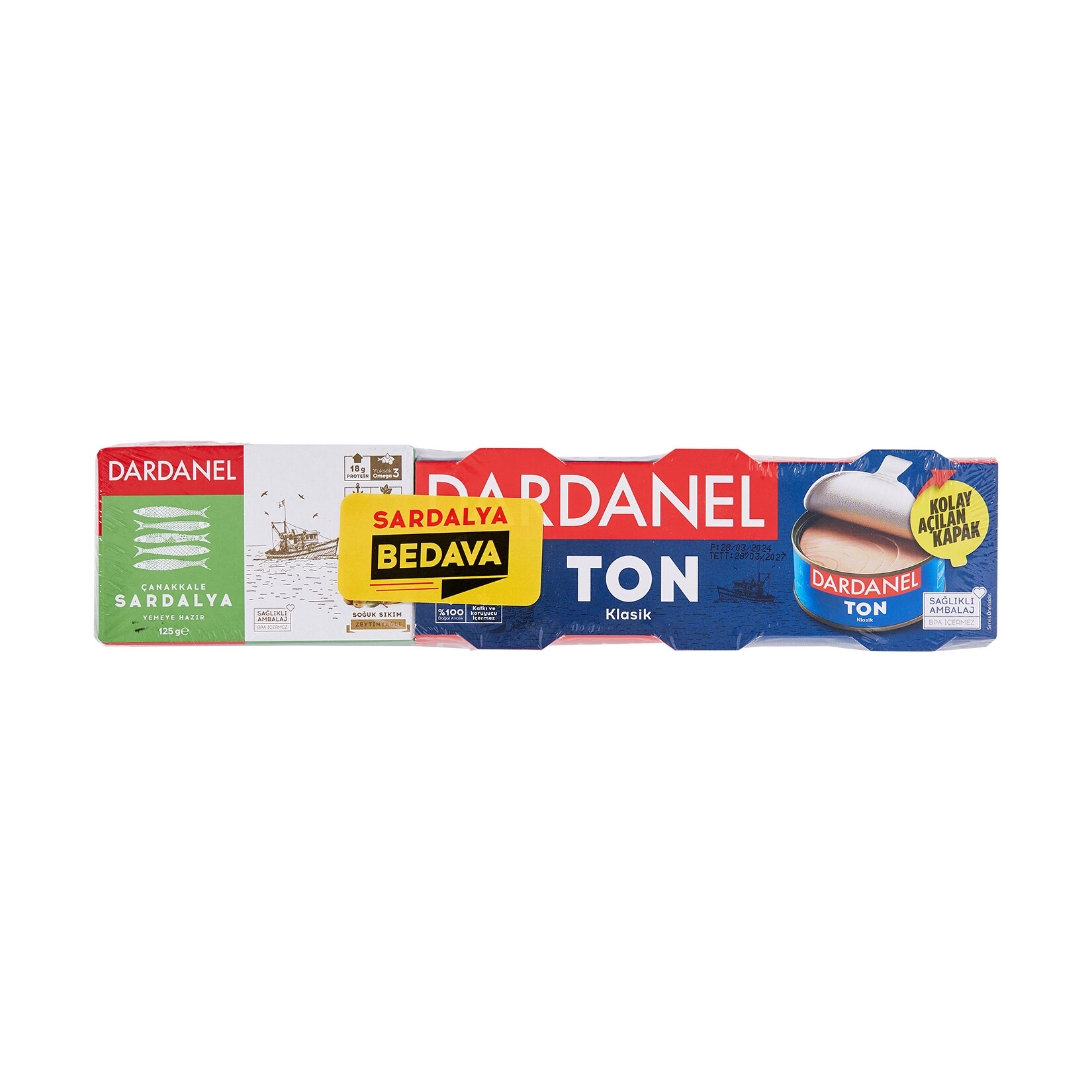 Dardanel Ton Klasik 3X75 G + Sardalya 125 G Bedava