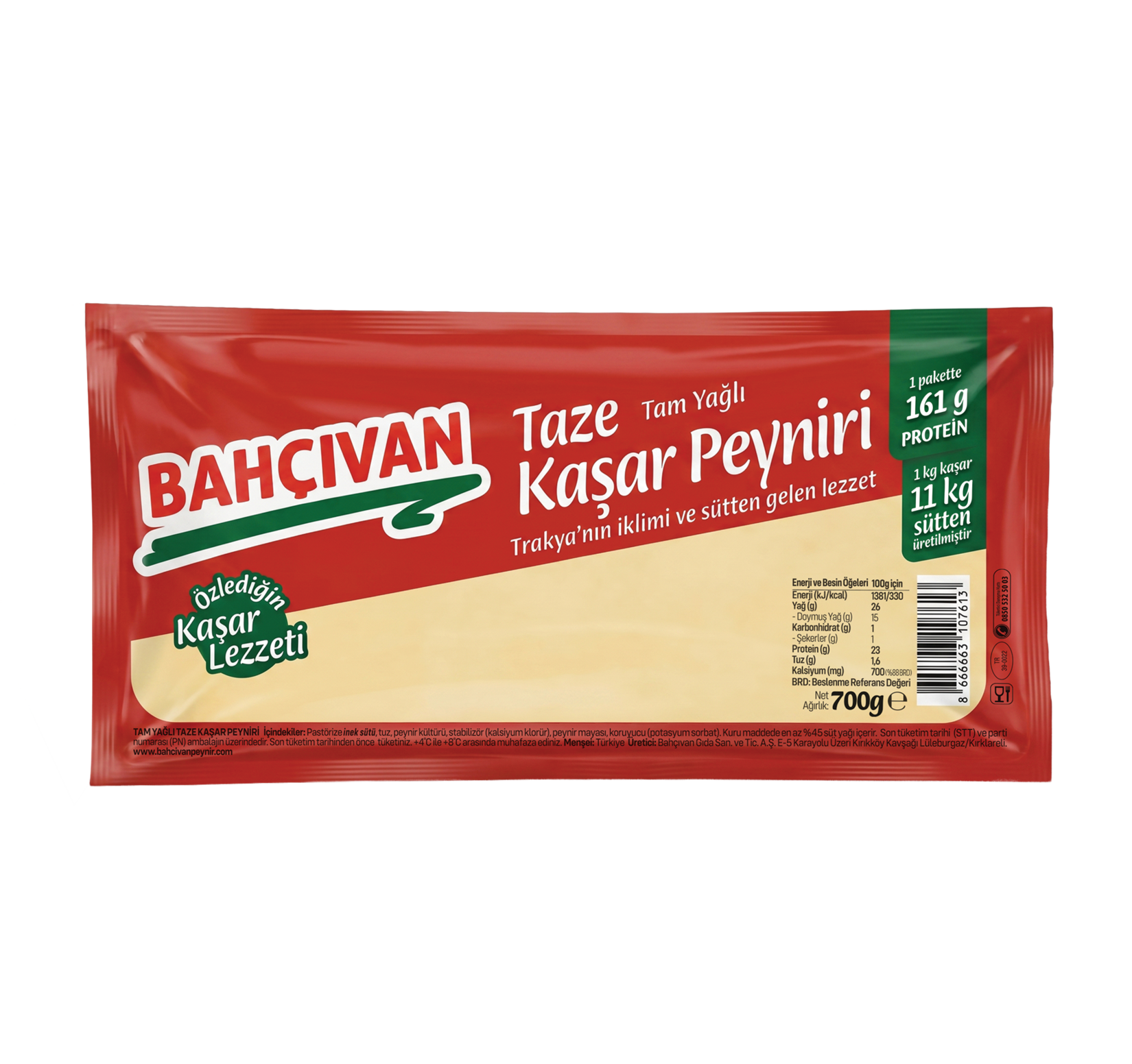 Bahçıvan Kaşar Peyniri Taze 700 G