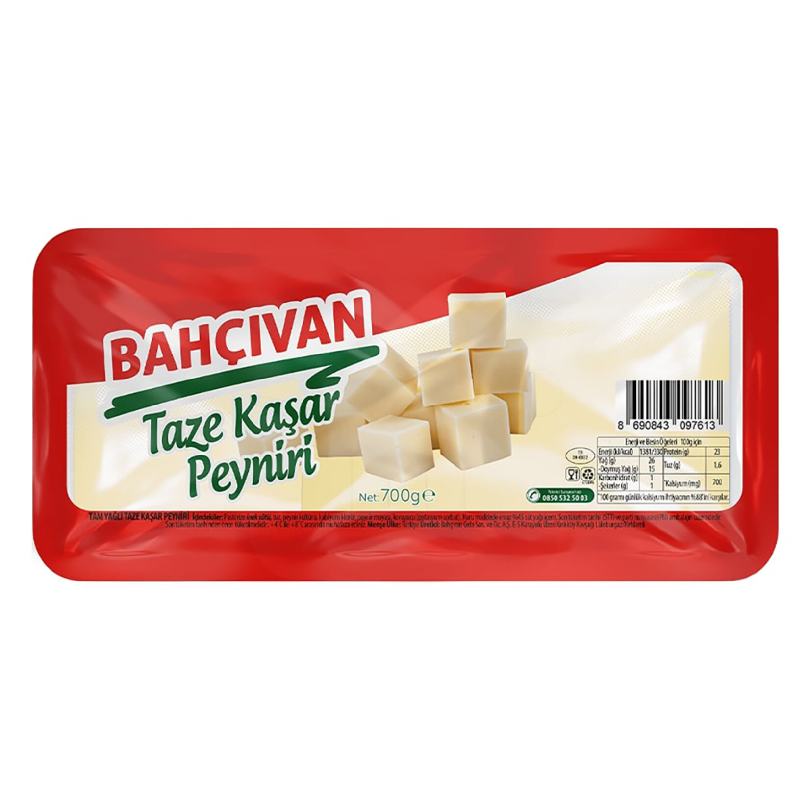 Bahçıvan Kaşar Peyniri Taze 700 G