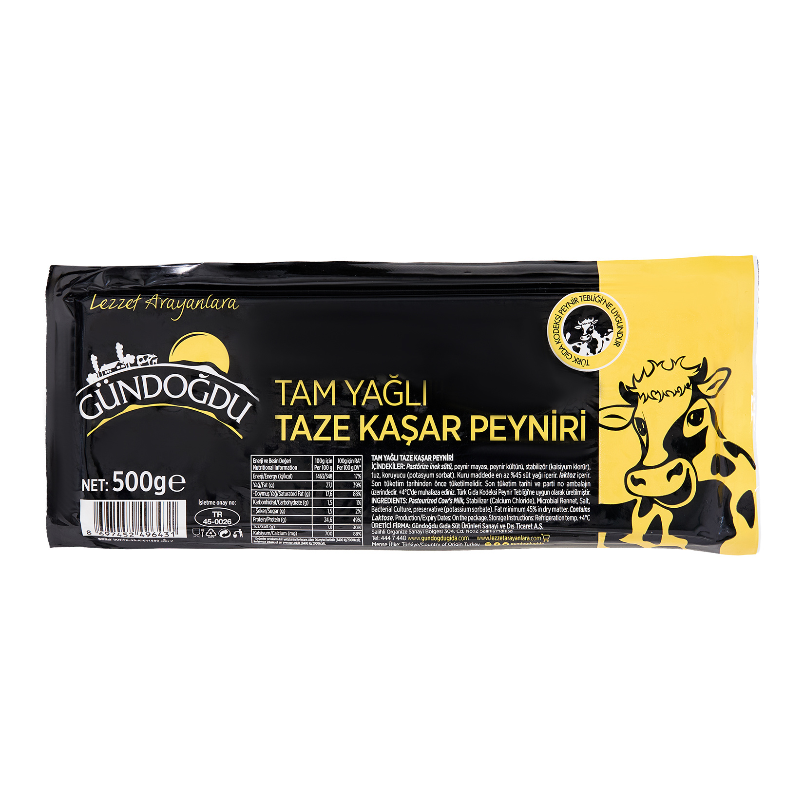 Gündoğdu Taze Kaşar 500 G