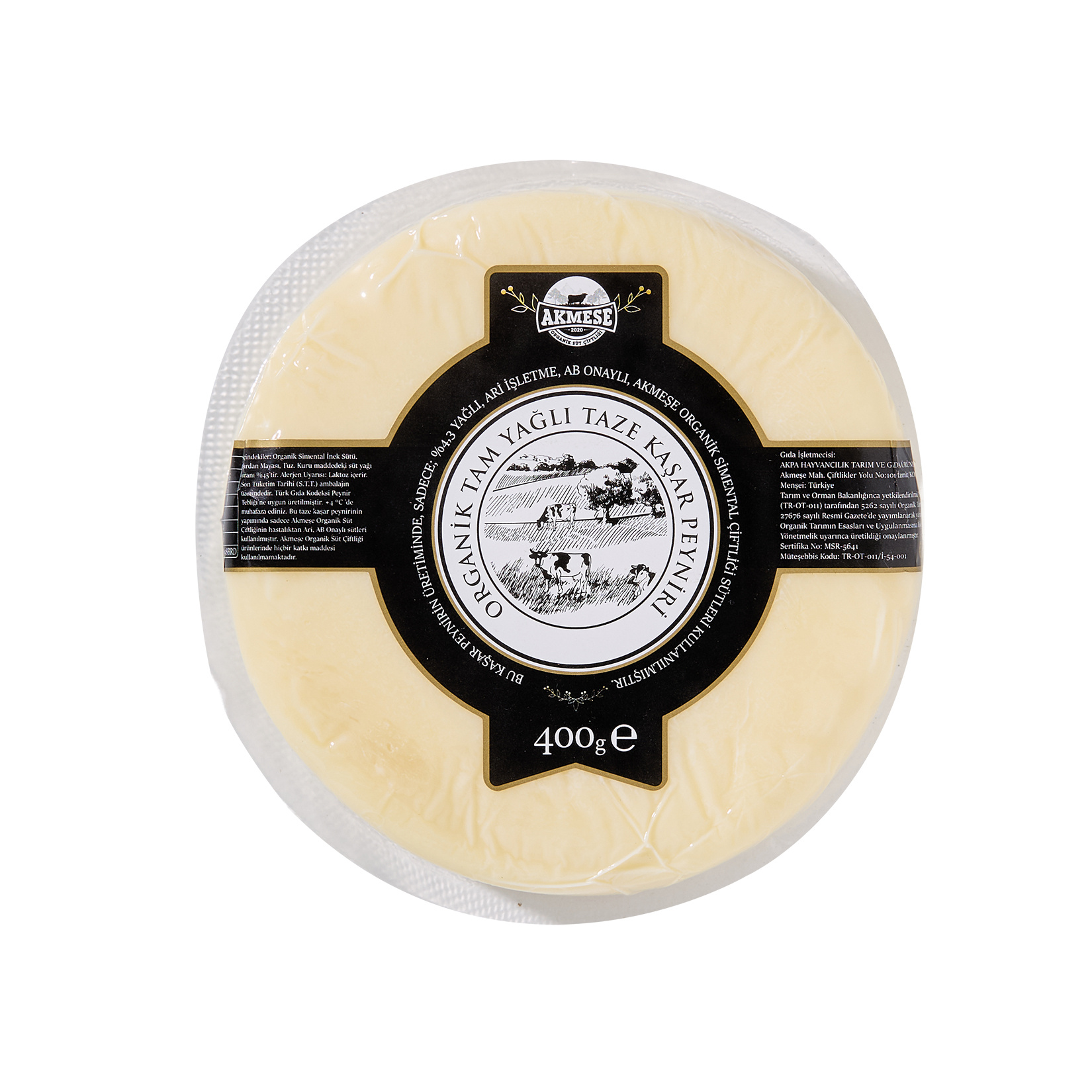 Akmeşe Çiftliği Organik Taze Kaşar Peyniri 400 G