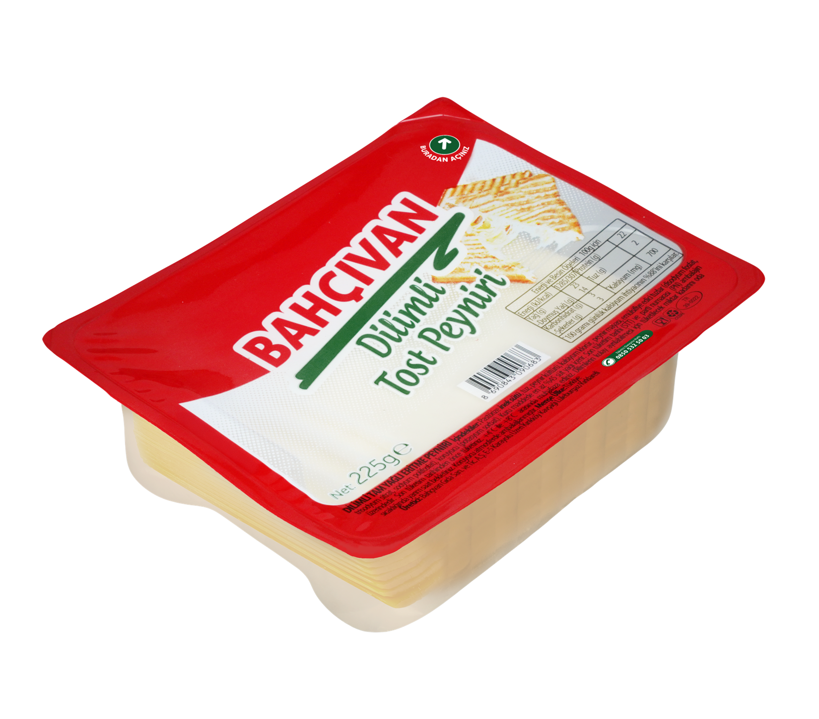 Bahçıvan Tam Yağlı Taze Dilimli Tost Peyniri 225 g