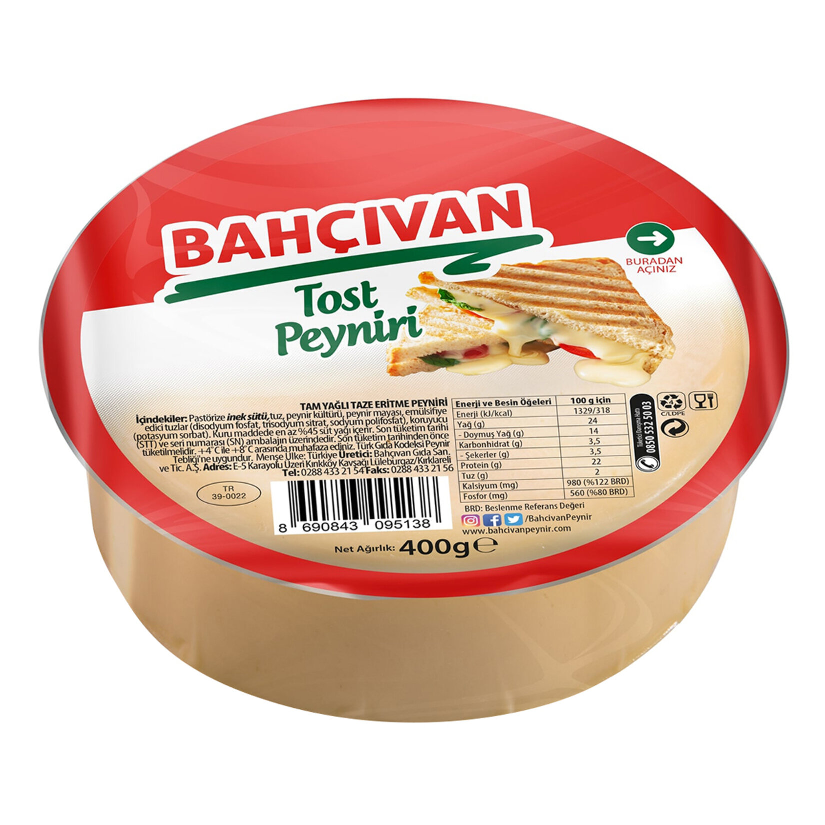 Bahçıvan Tam Yağlı Eritme Peyniri 400 G