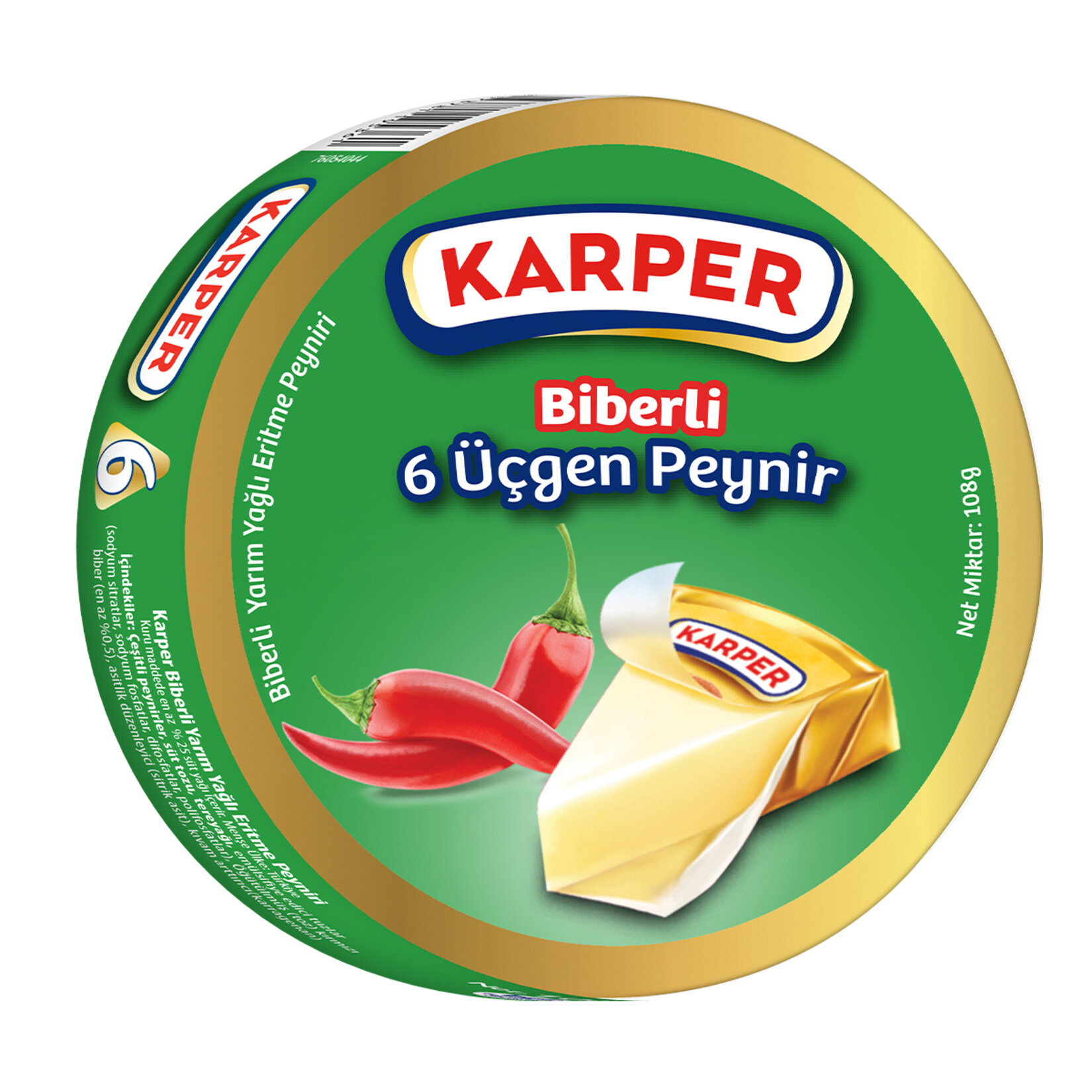 Karper Biberli Üçgen Peynir 6Lı 108G