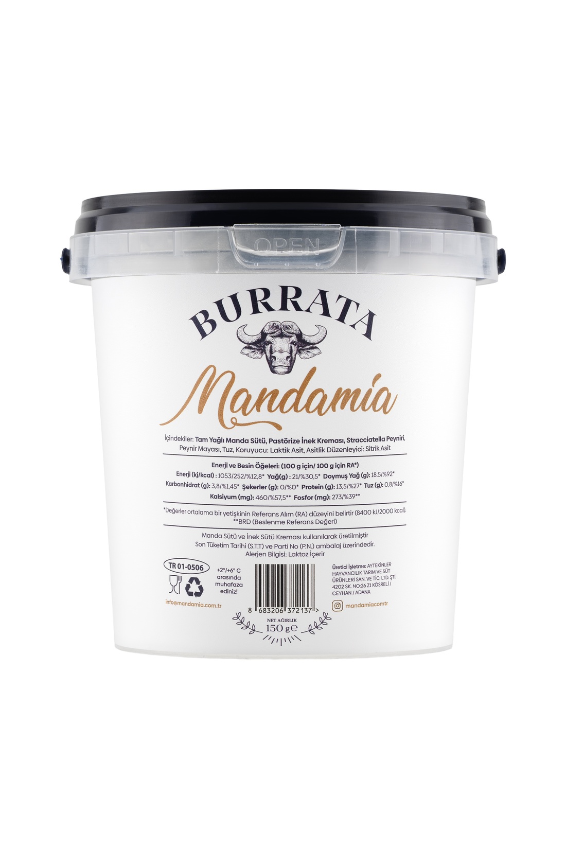 Mandamia %100 Manda Tereyağlı Burrata Peyniri 150 G