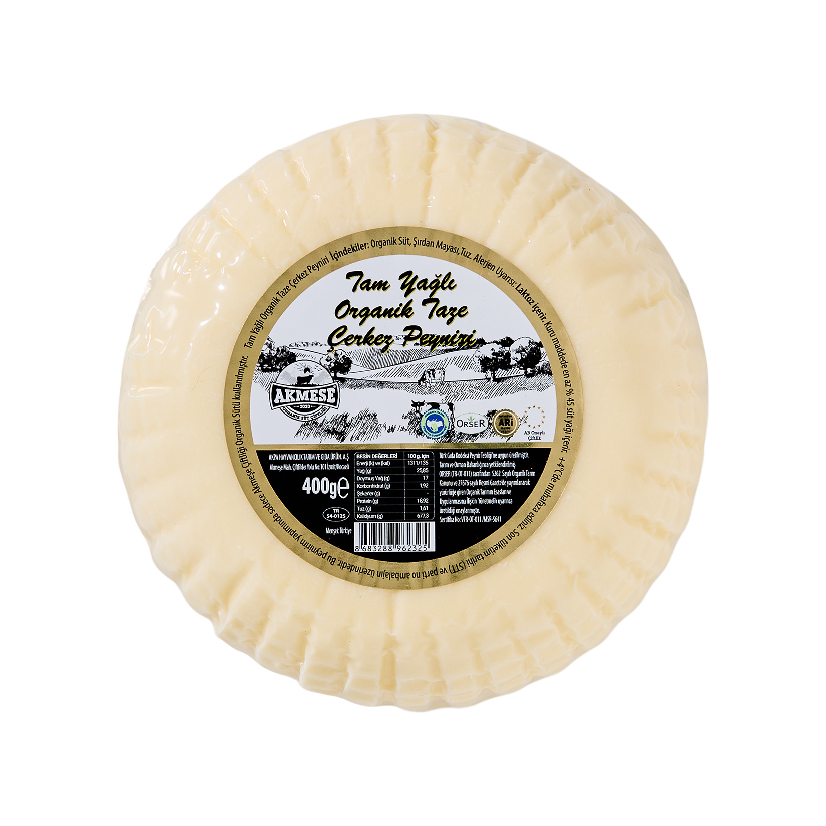 Akmeşe Organik Tam Yağlı Taze Çerkez Peyniri 400 G