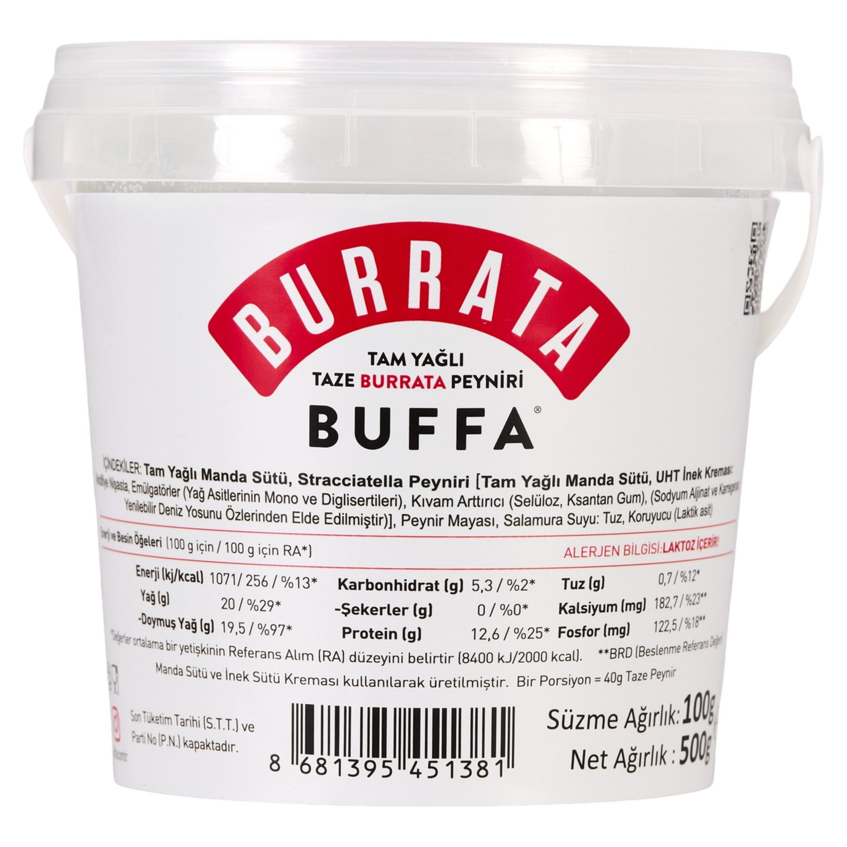 Buffa Tam Yağlı Taze Burrata Peyniri 100 G