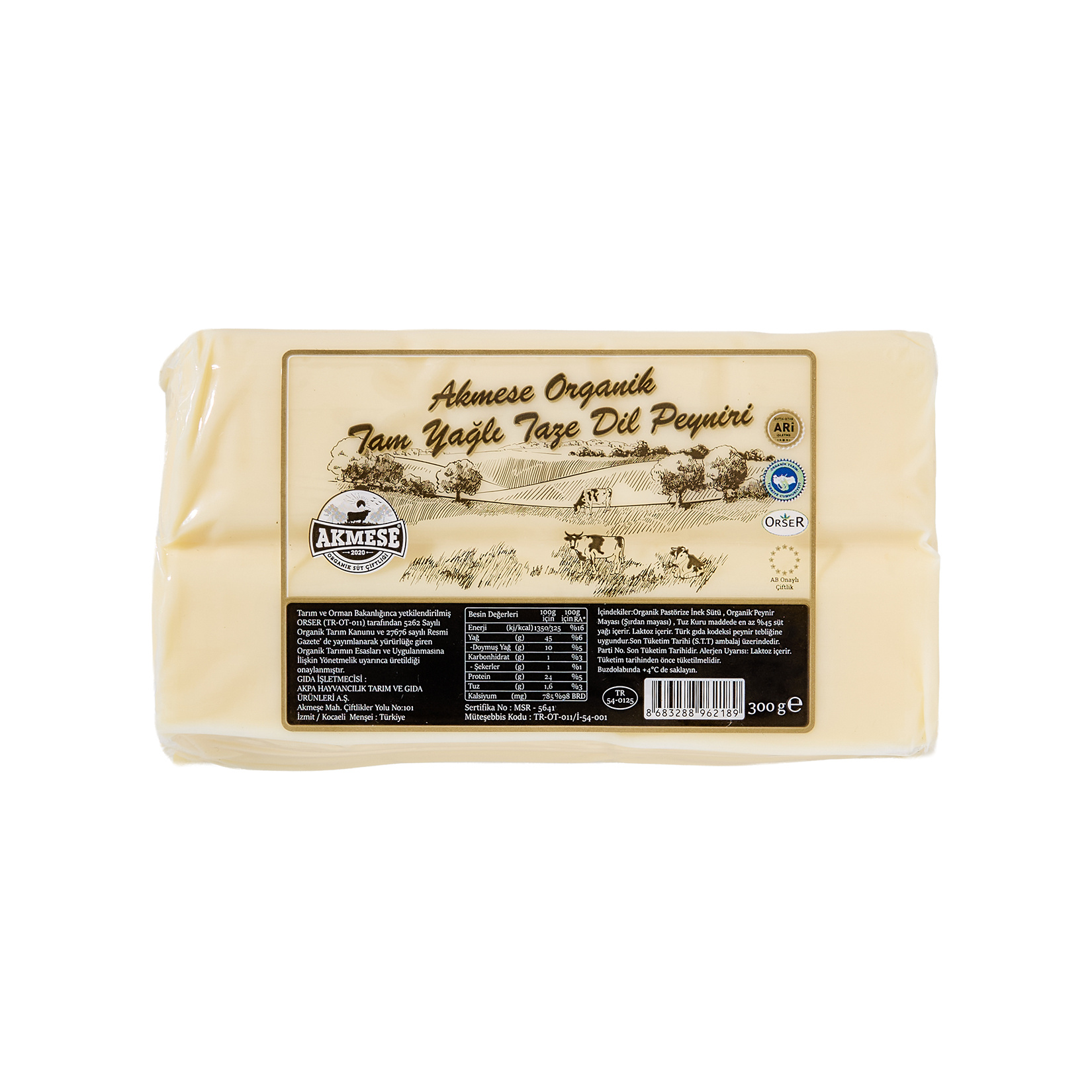 Akmeşe Organik Tam Yağlı Dil Peyniri 300G