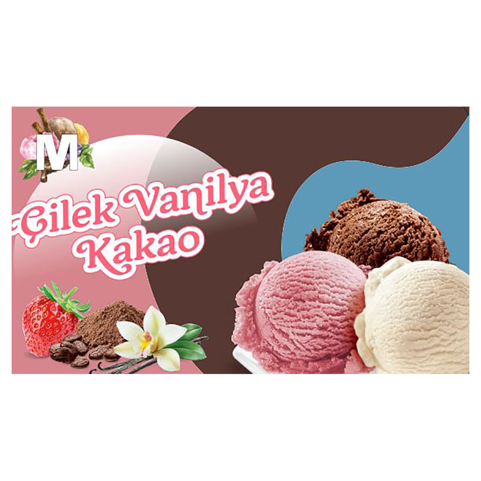 Migros Çilek-vanilya-kakao Dondurma 1500Ml