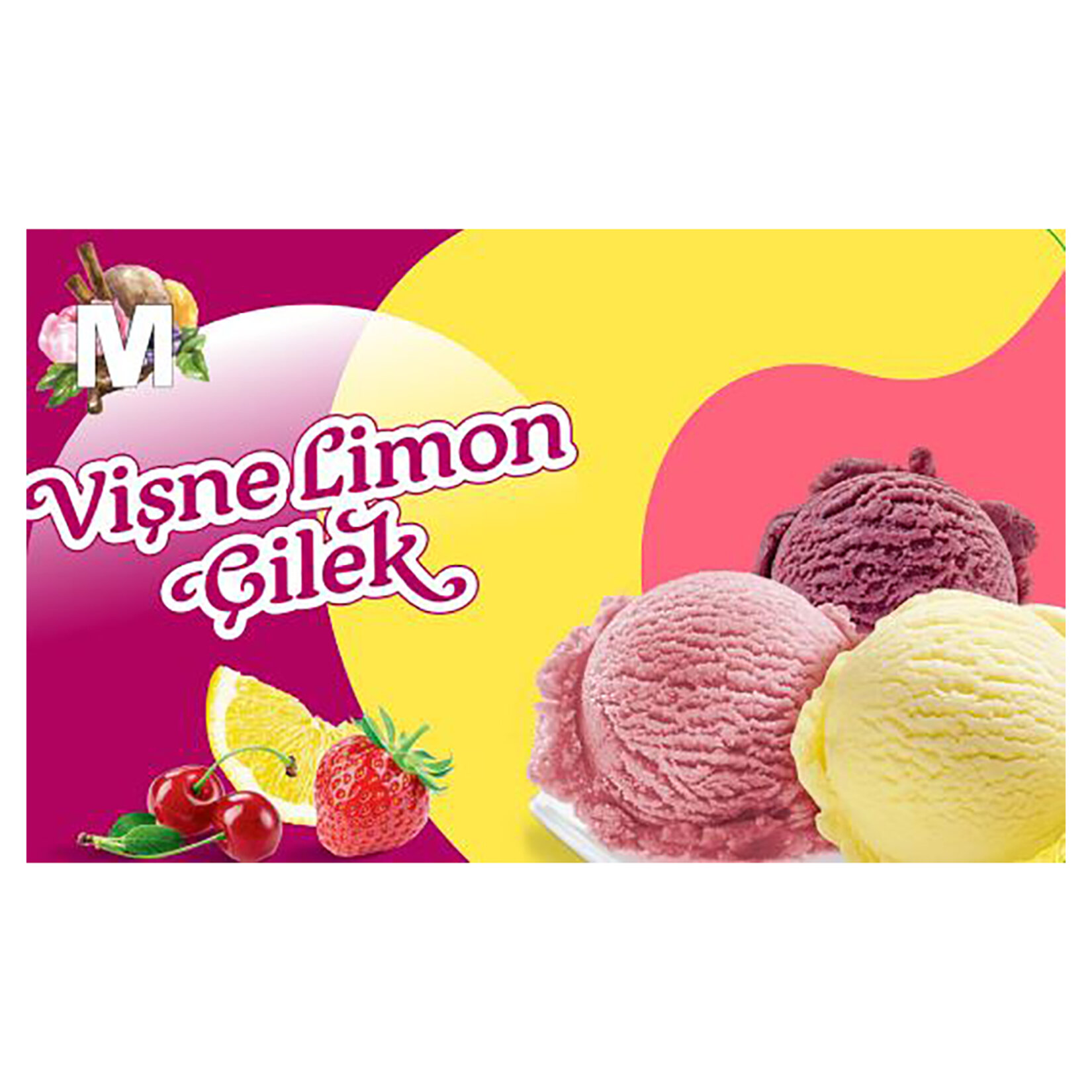 Migros Vişne Limon Çilek Dondurma 1500Ml