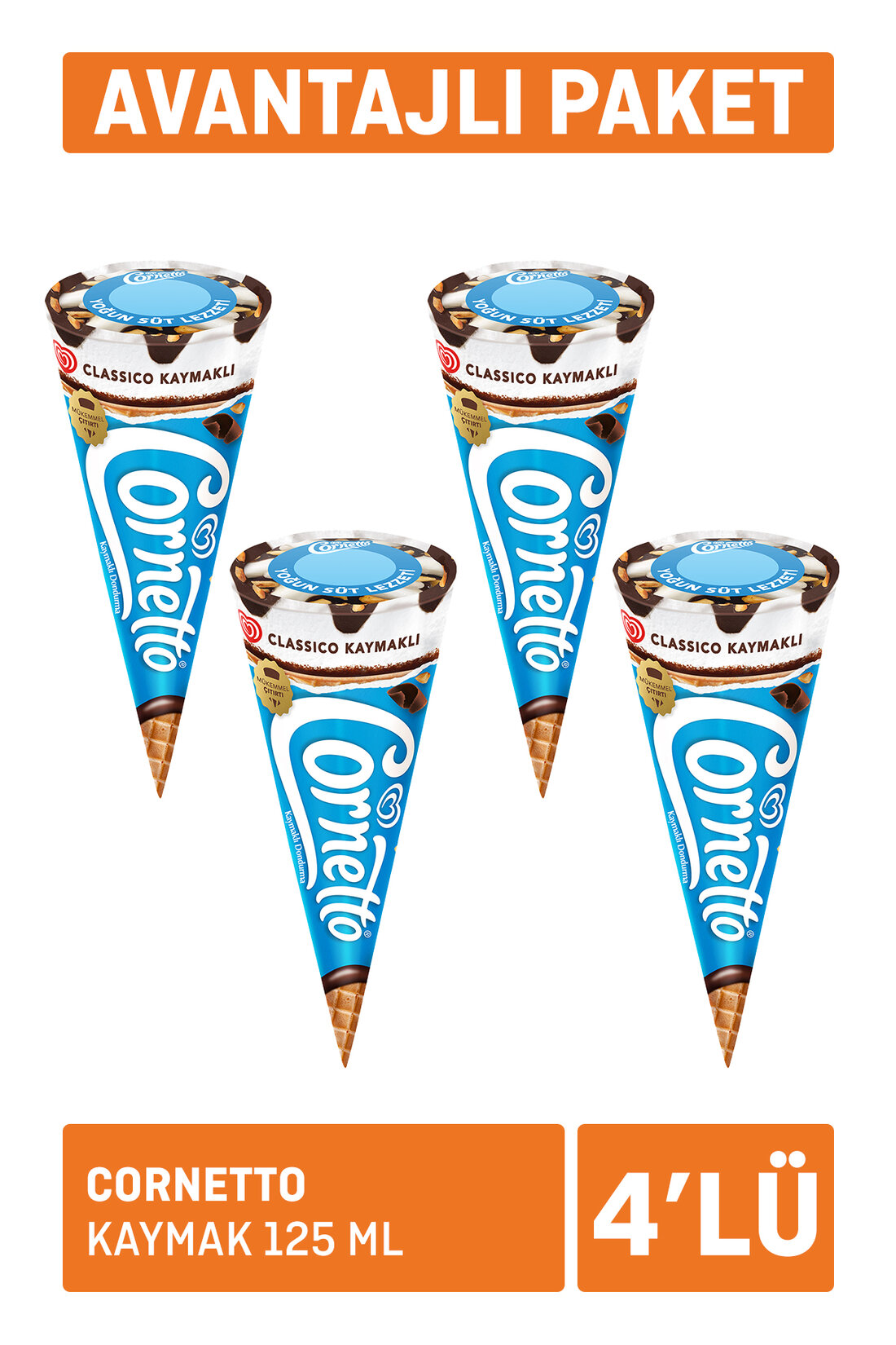 Cornetto Kaymak 125 Ml x 4
