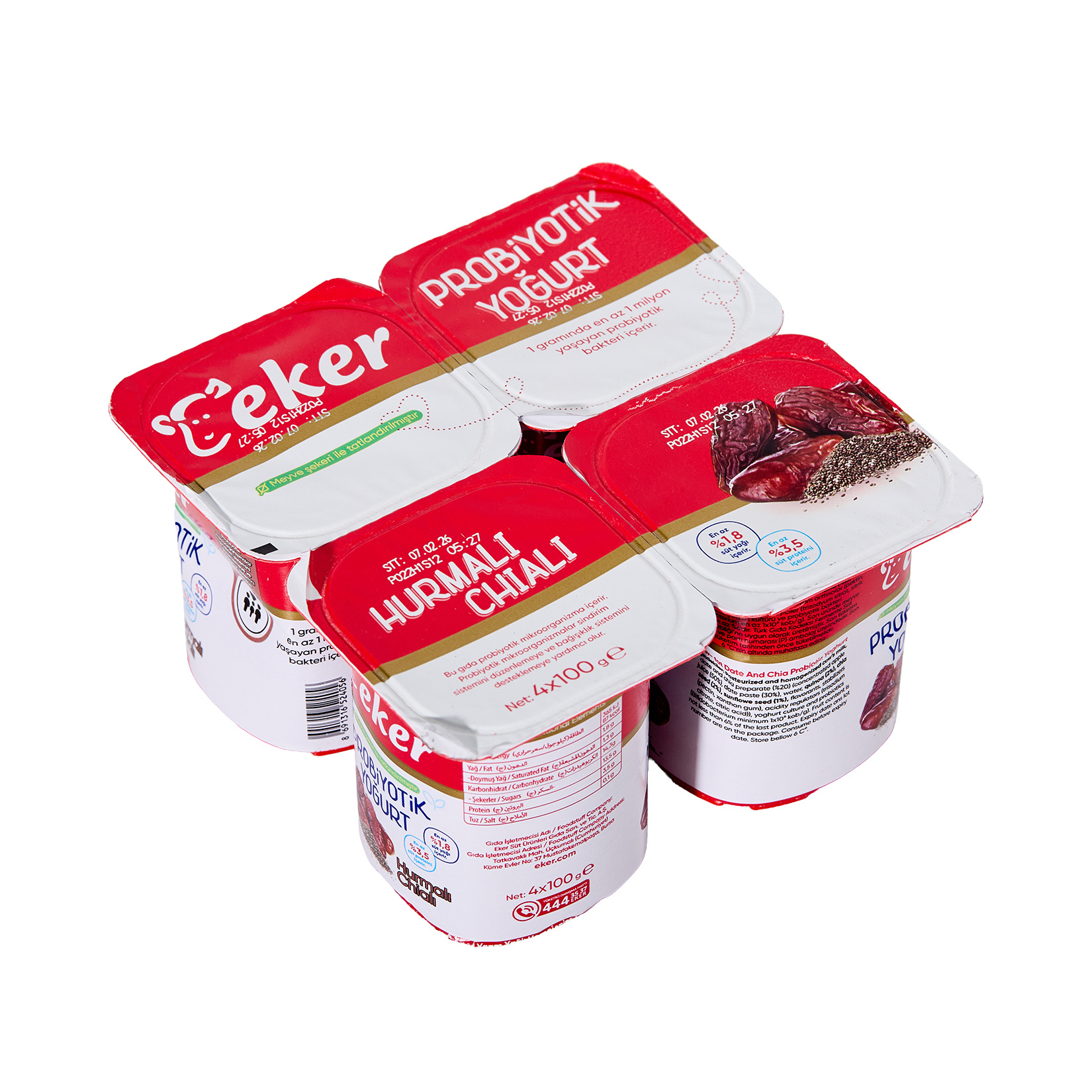 Eker Hurmalı & Chialı Probiyotik Yoğurt 4 x 100 G