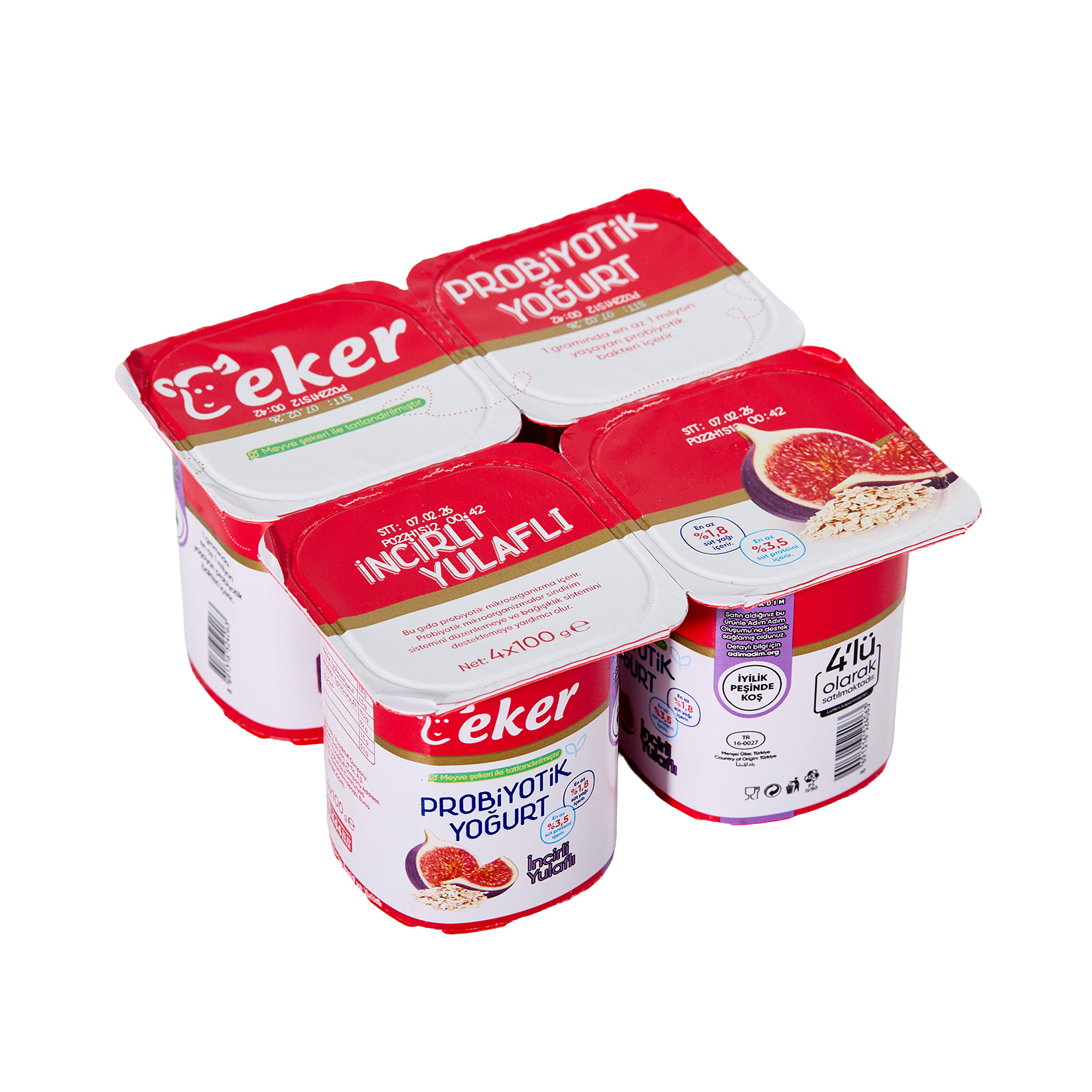 Eker İncirli & Yulaflı Probiyotik Yoğurt 4 x 100 G