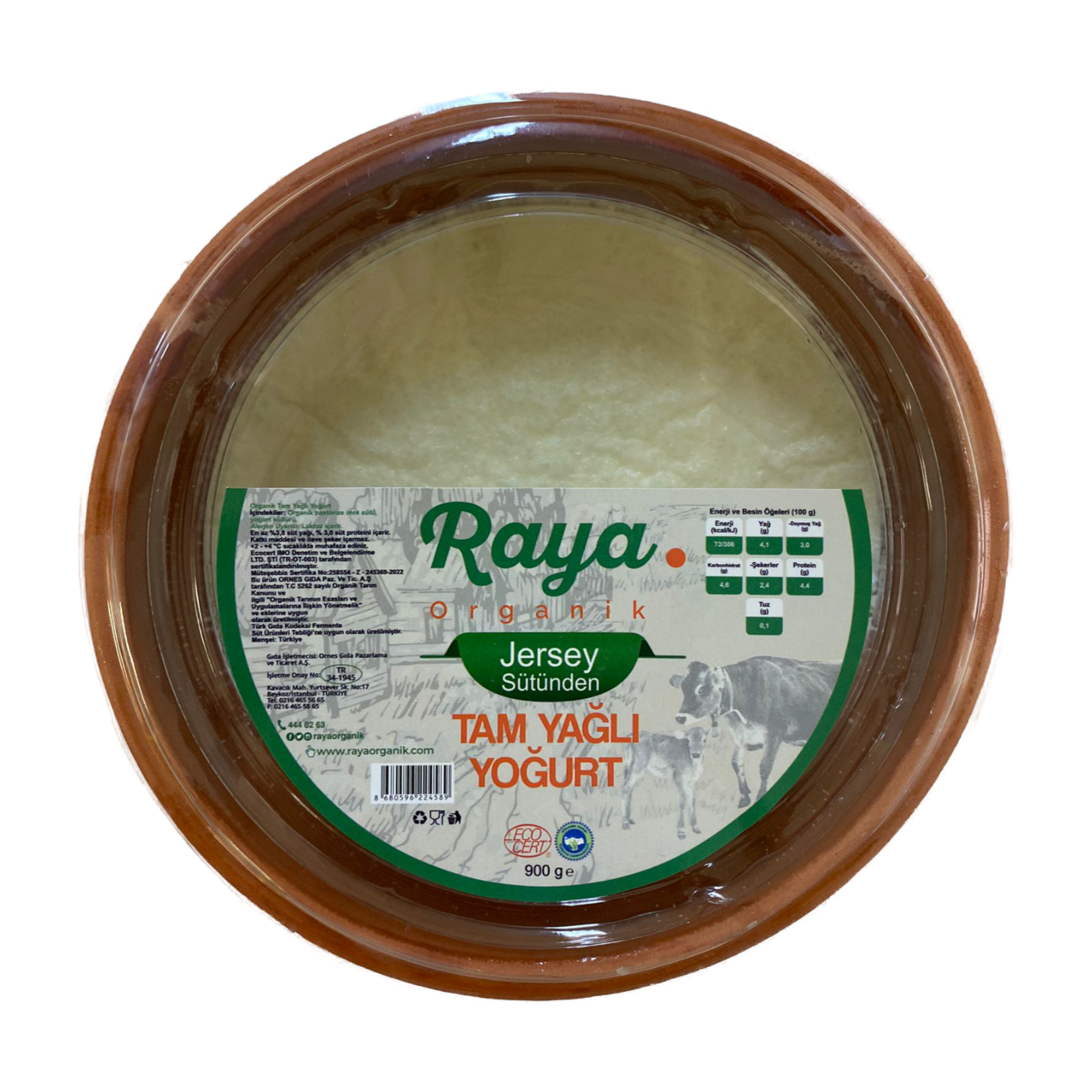 Raya Organik Tam Yağlı Jersey Sütünden Yoğurt Mcr 900G