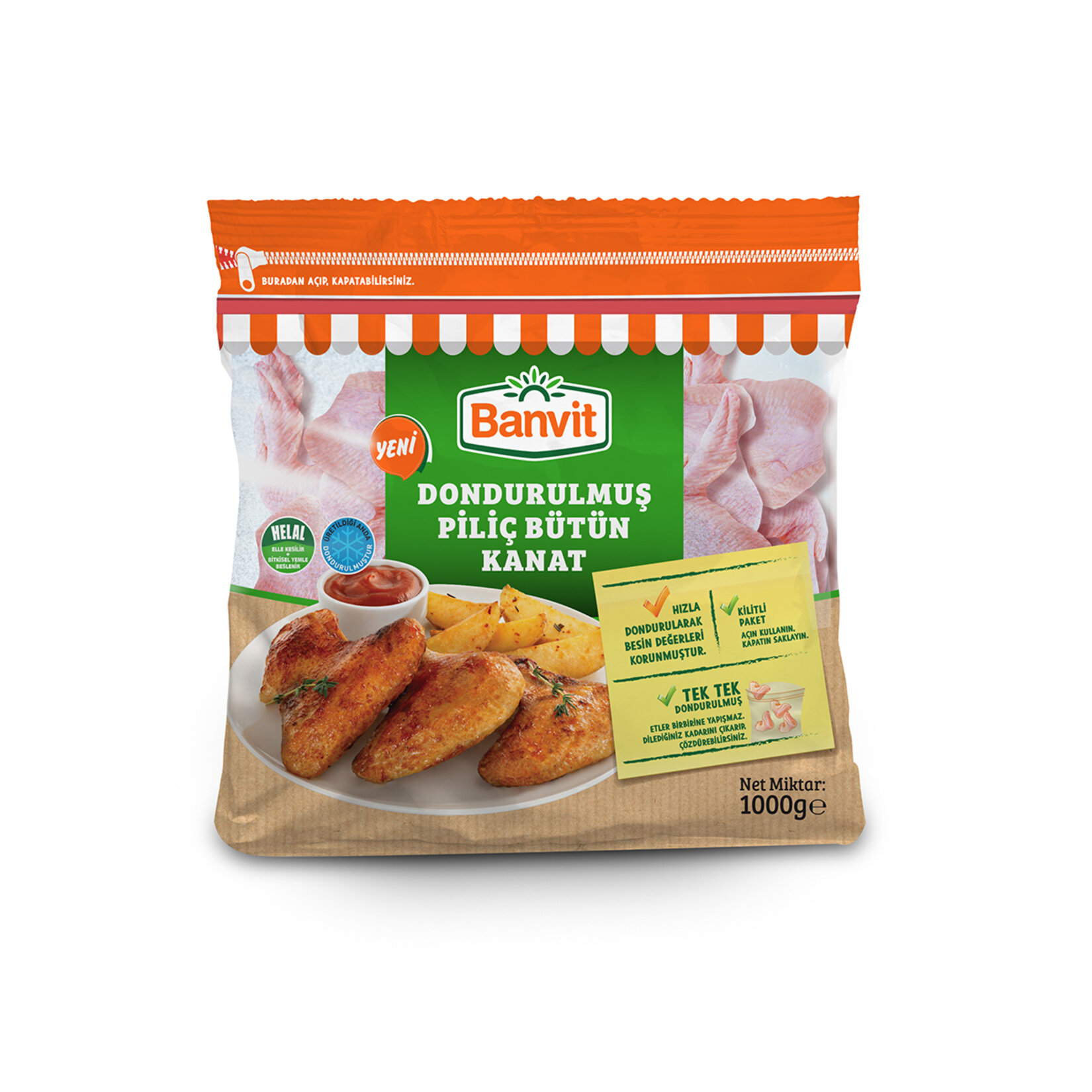 Banvit Dondurulmuş Piliç Bütün Kanat 1 Kg