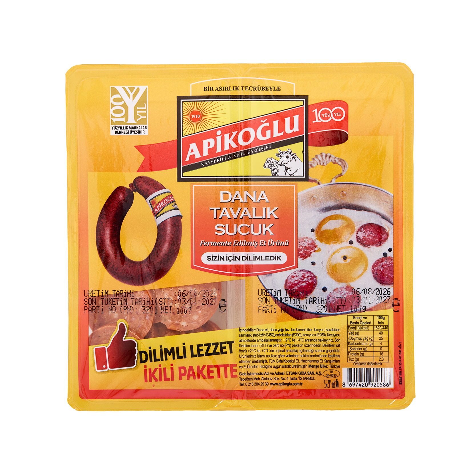 Apikoğlu Dana Sucuk İnce Dilim Çerezlik 70 G