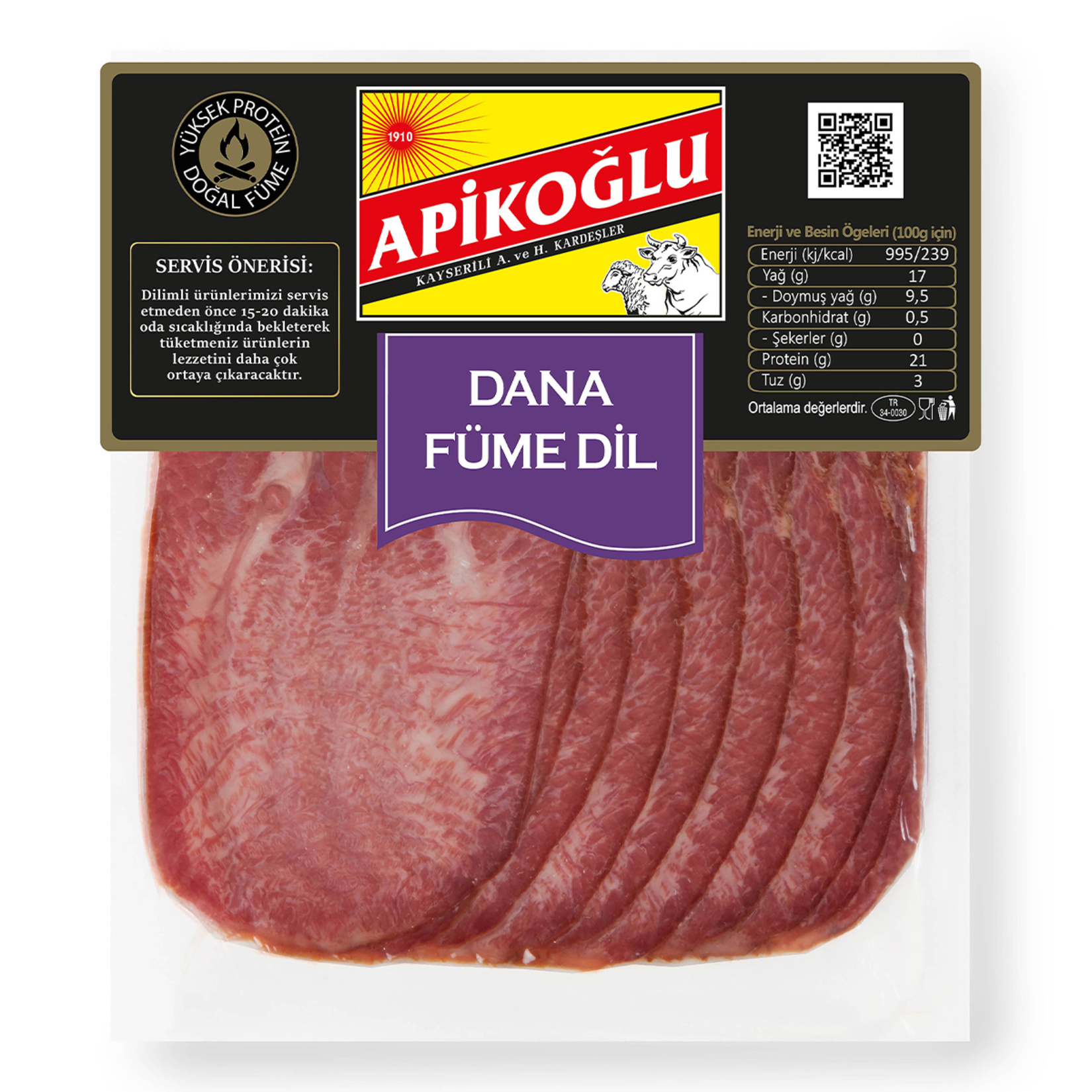 Apikoğlu Dilimli Dana Füme Dil 70 G