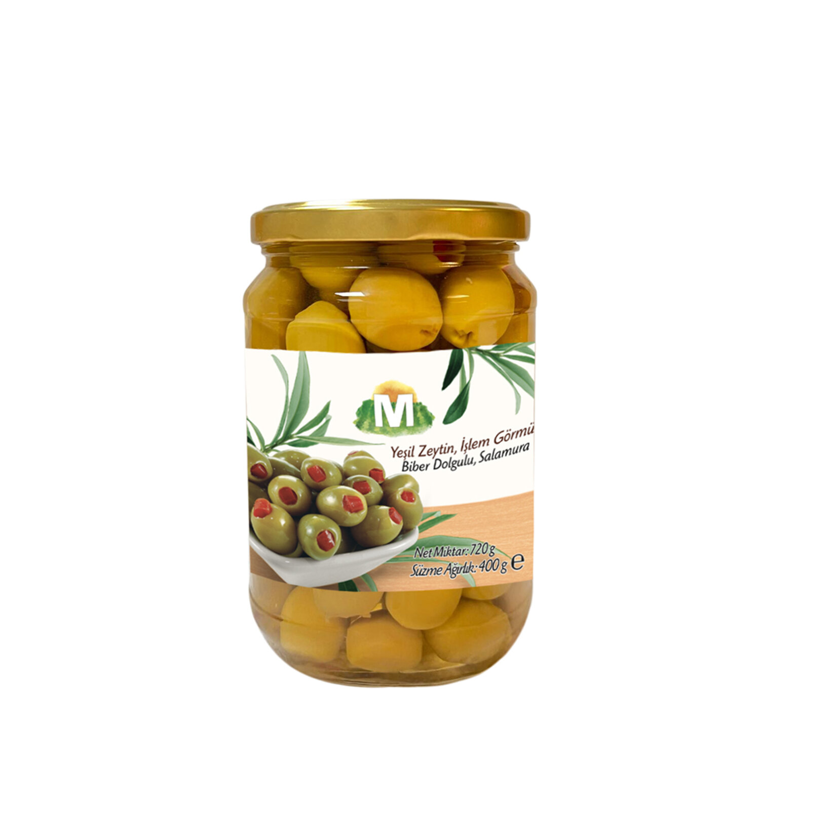 Migros Kırmızı Biber Dolgulu Yeşil Zeytin 161-200ad/kg 720G