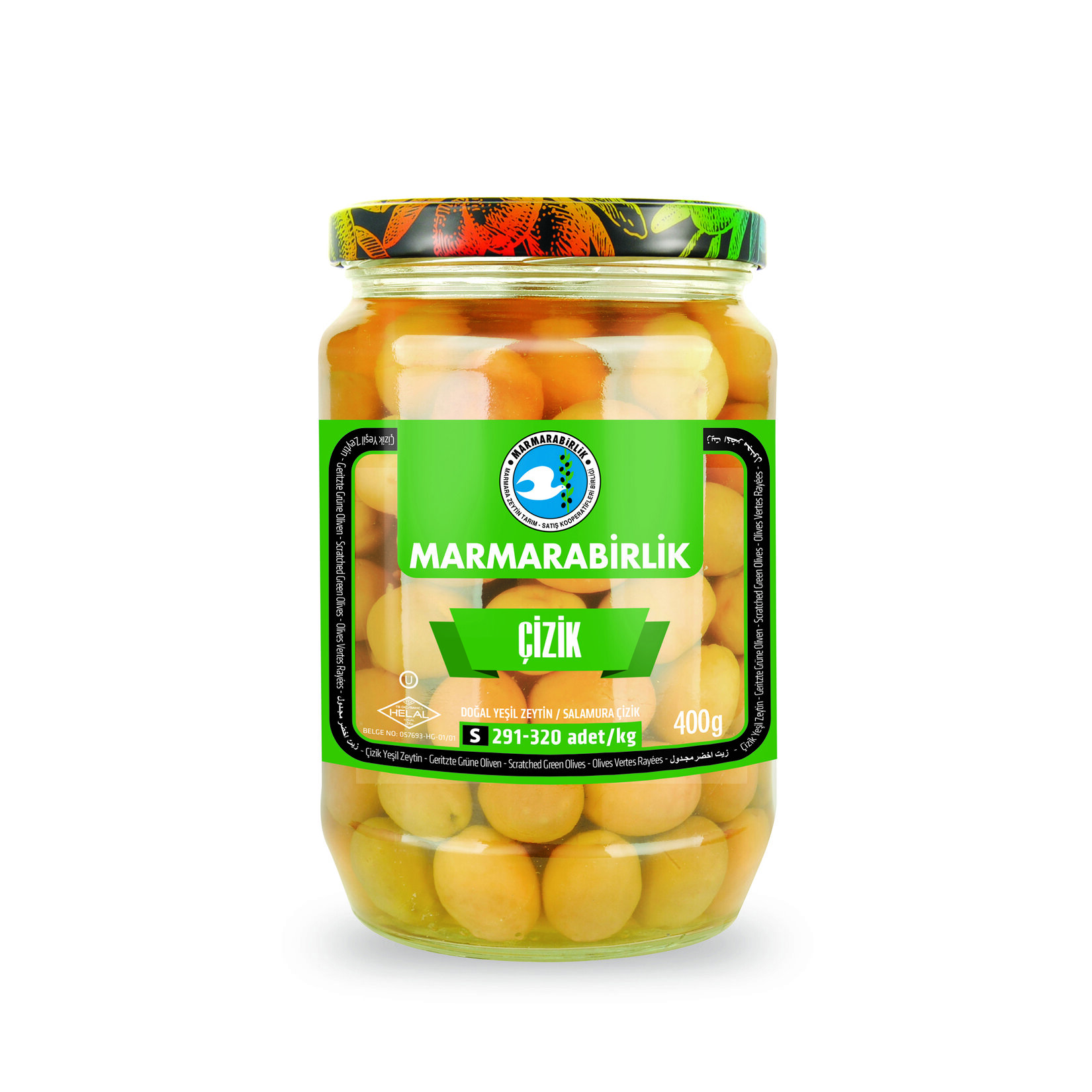 Marmarabirlik Çizik Yeşil Zeytin (S)(291-320) 400 G
