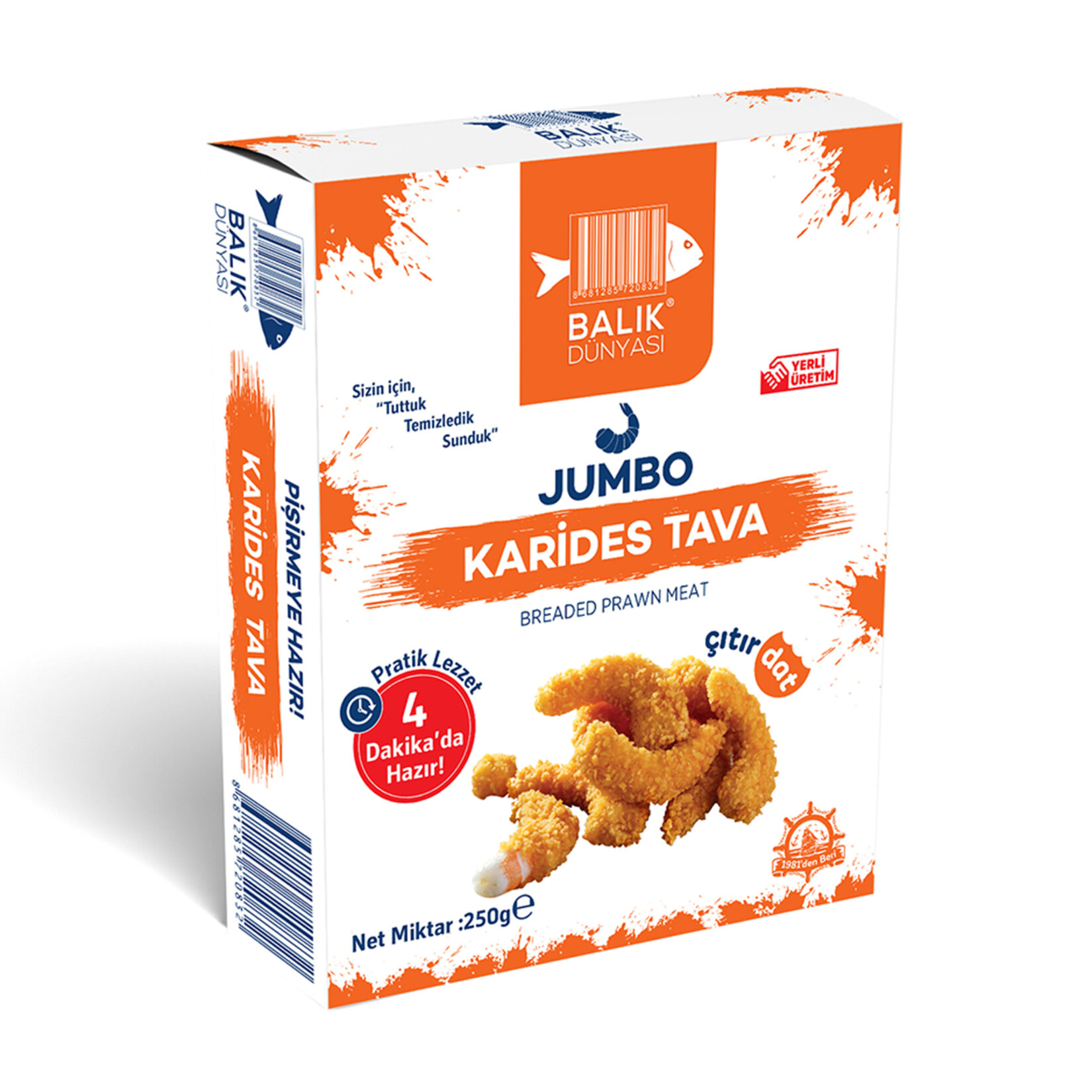 Balık Dünyası Dondurulmuş Jumbo Karides Tava 250G