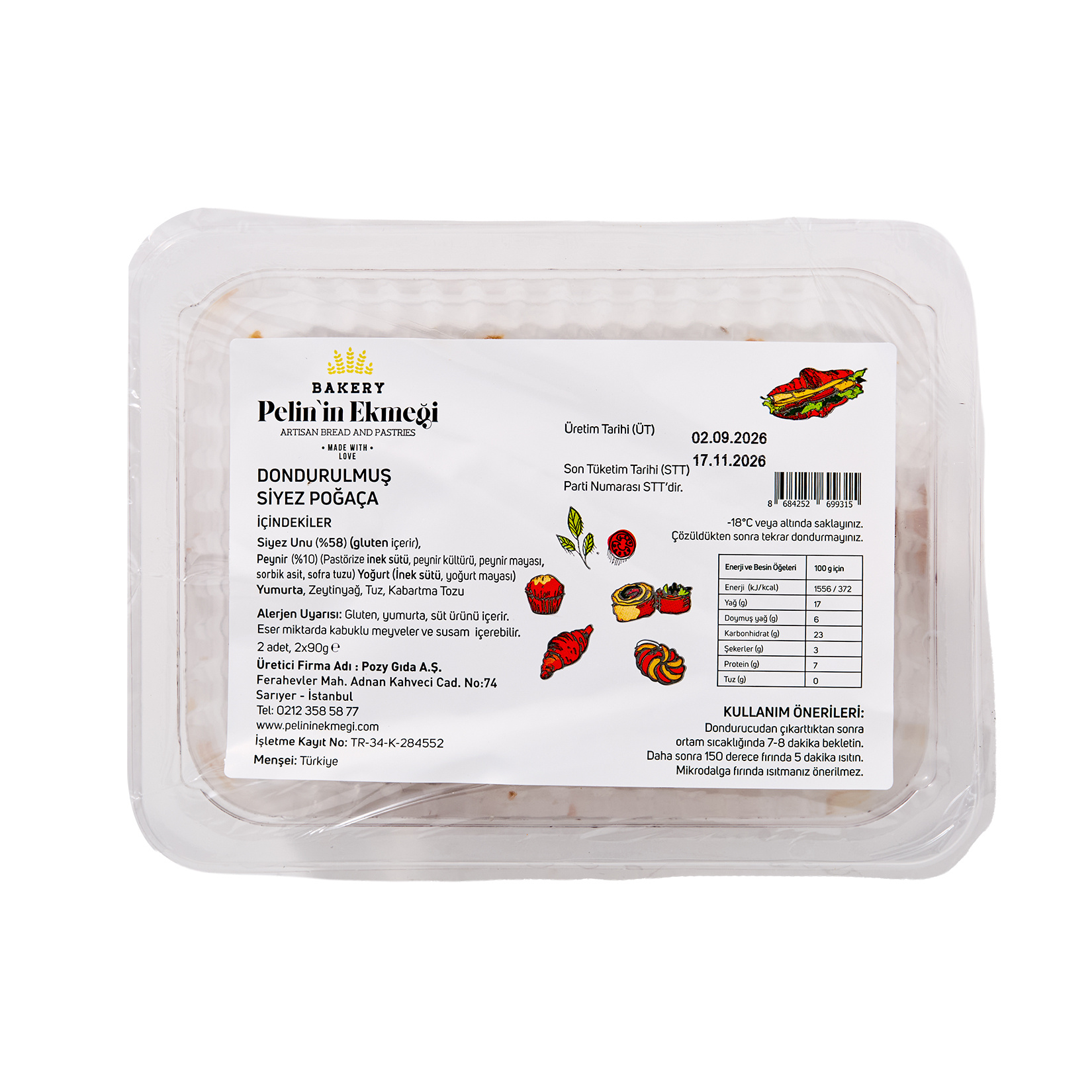 Pelin'in Ekmeği Dondurulmuş Siyez Poğaça 2 x 90 G