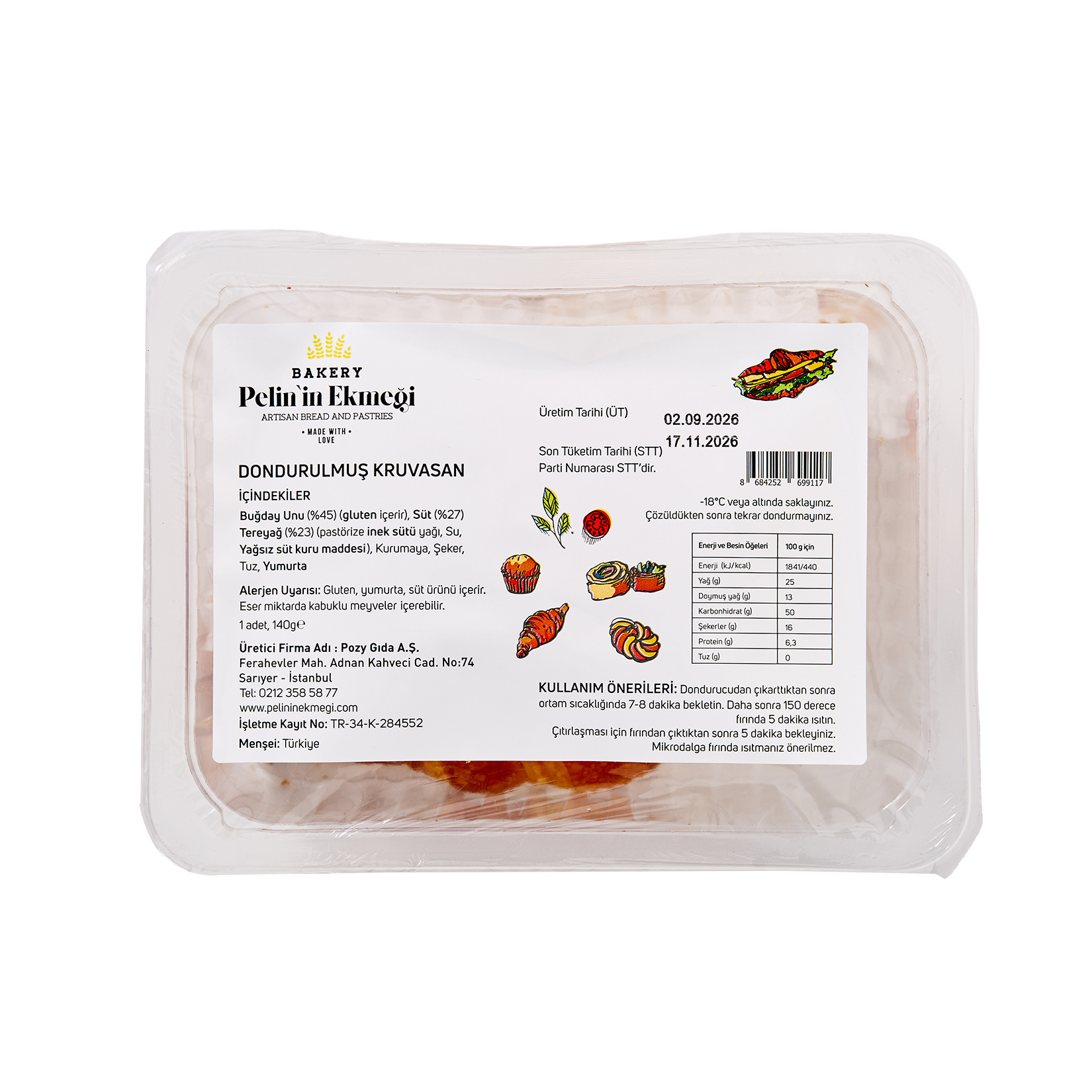 Pelin'in Ekmeği Dondurulmuş Kruvasan 140 G