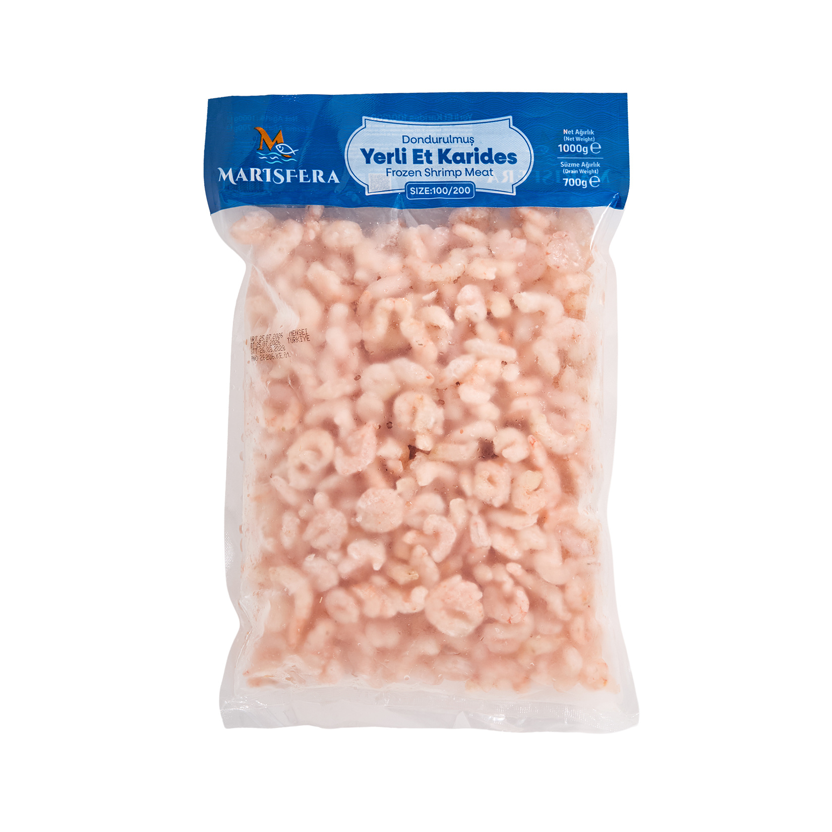 Marisfera Dondurulmuş Yerli Et Karides 100/200 1 Kg