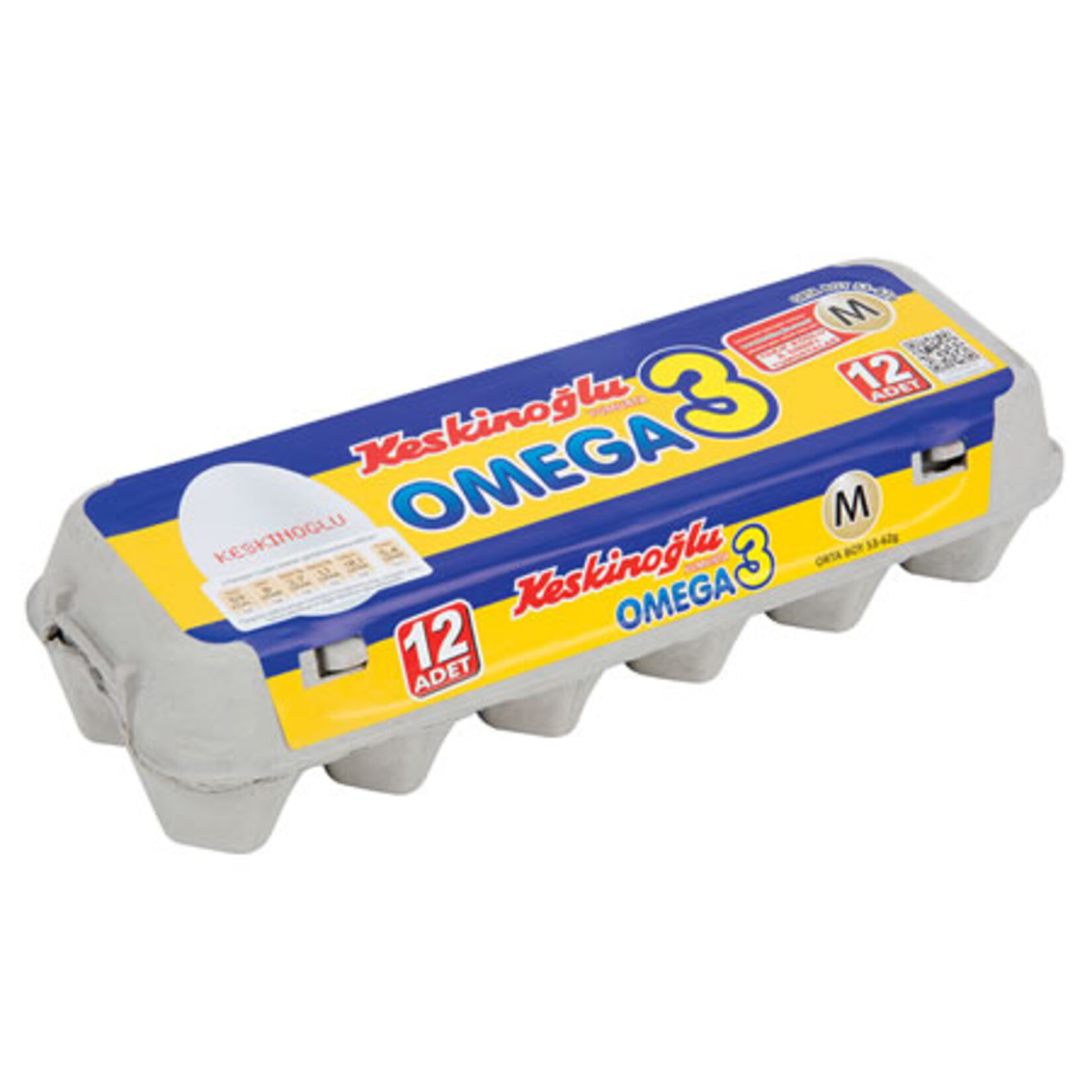 Keskinoğlu Omega 3 M - Orta Boy Yumurta 12'Li ( 53 - 62 G )