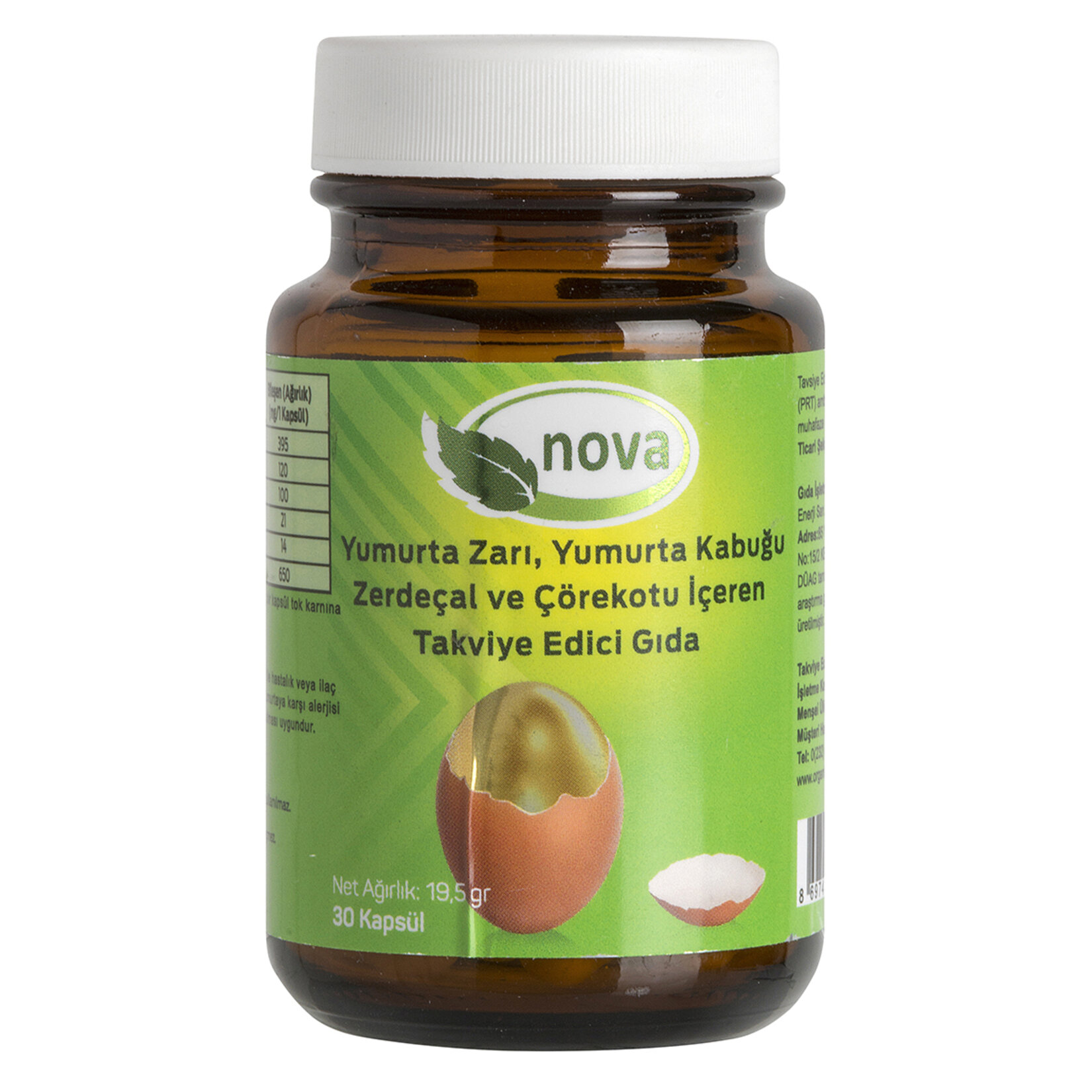 Nova Yumurta Zarı Tozu Kapsülü 19.5 G