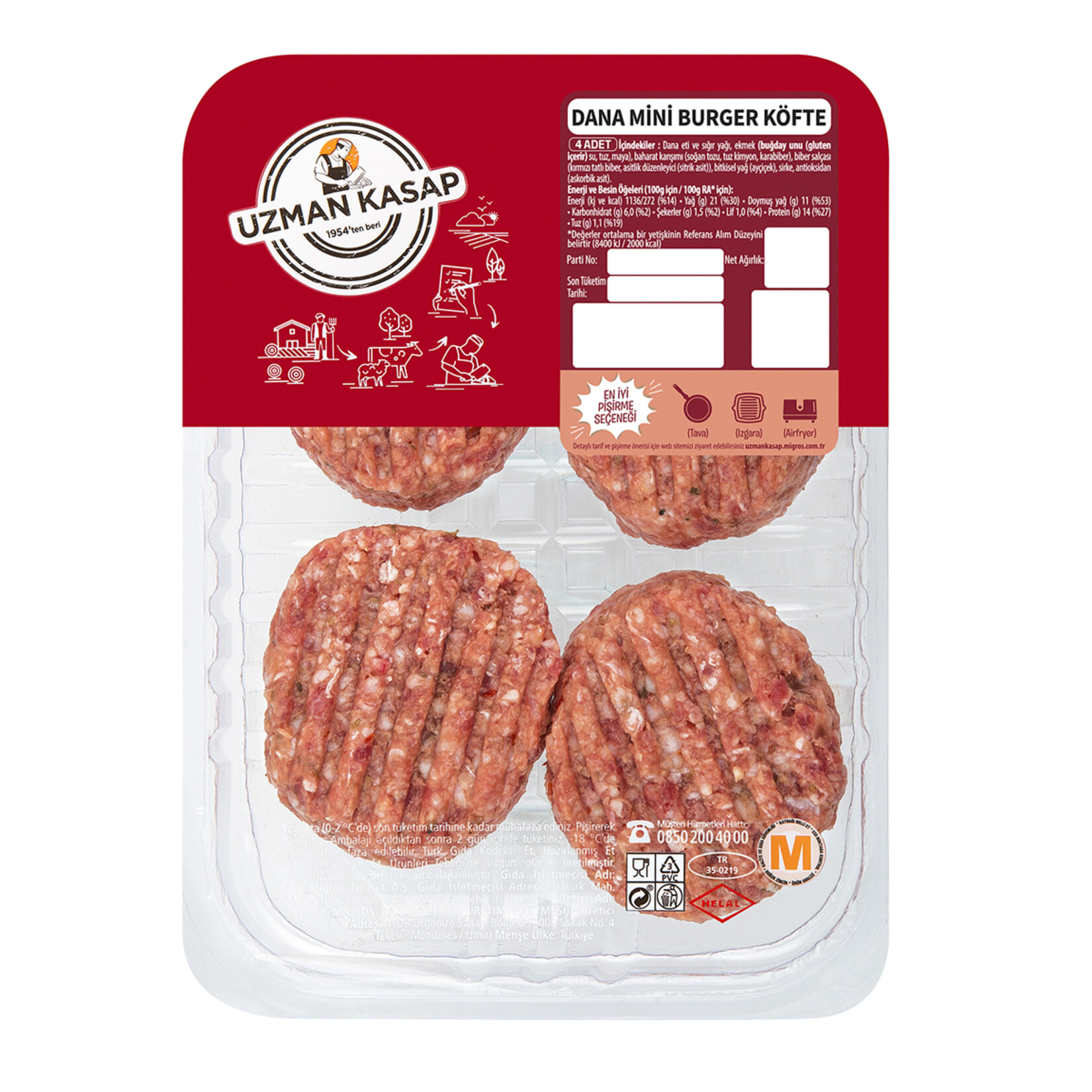Uzman Kasap Dana Mini Burger Köfte 240 G