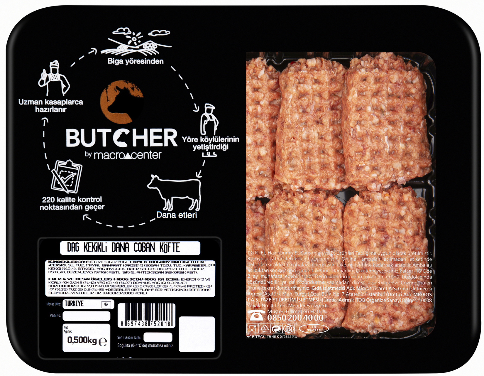 Butcher Dağ Kekikli Dana Çoban Köfte 500 g