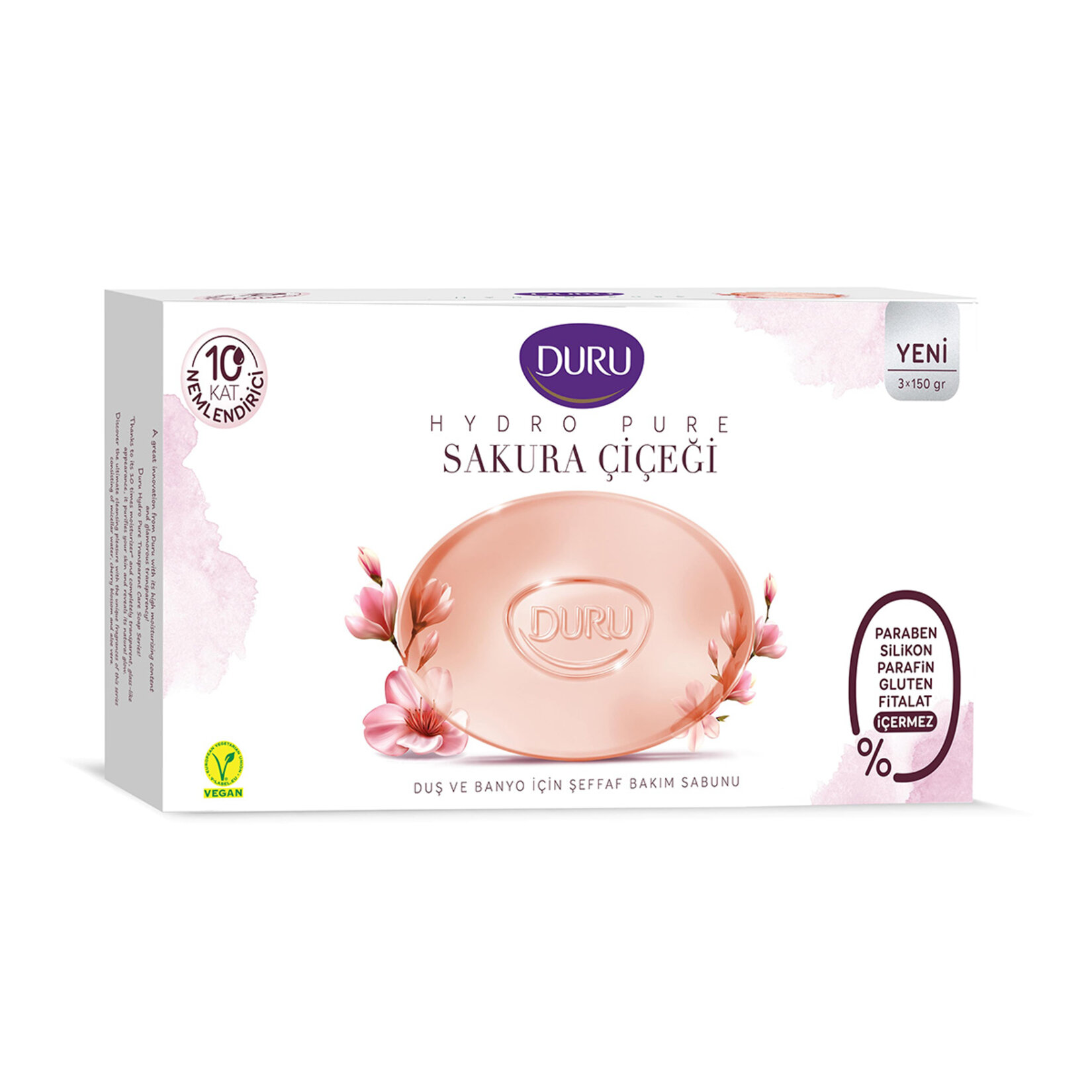 Duru Hydro Pure Sakura Çiçeği Şeffaf Bakım Sabunu 3x150g
